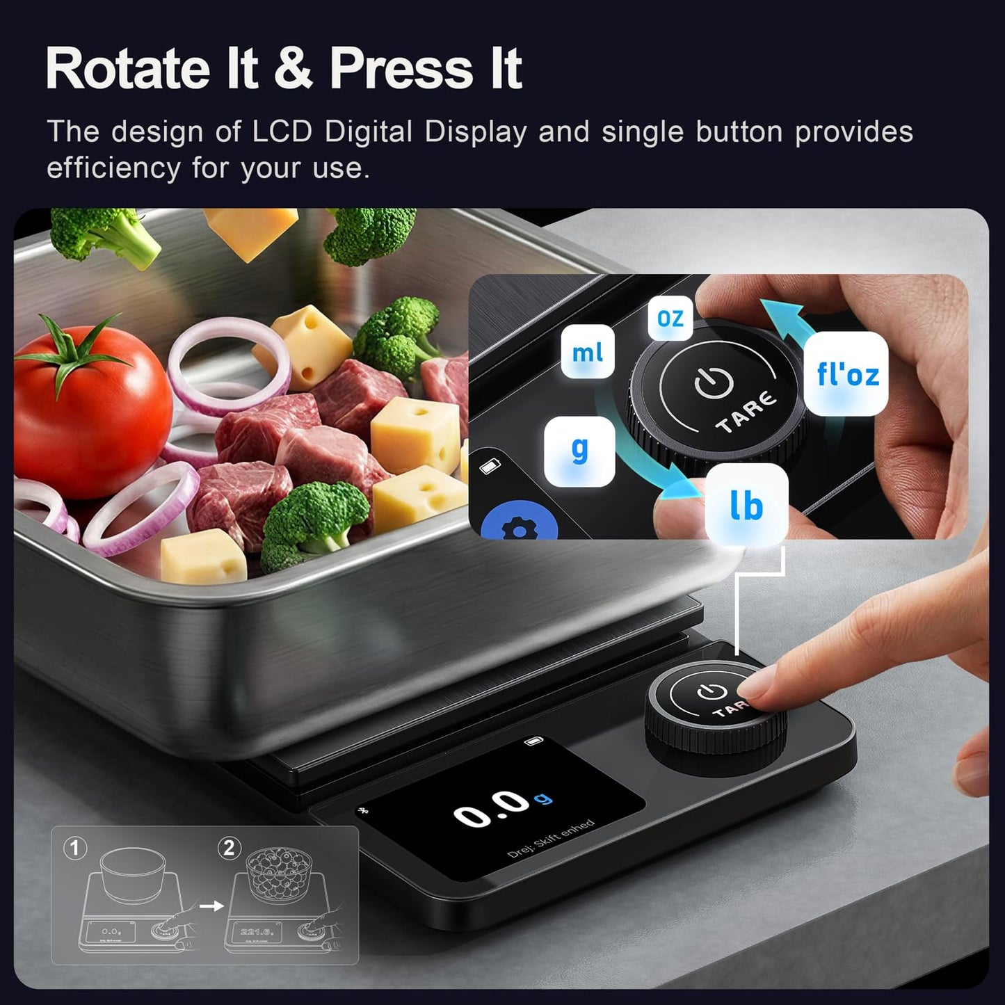 Amzmerit Smart Food Kitchen Scale with Nutritional Calculator, Timer, 0.1g High Precision Kitchen Scale, Free App with 27 Nutrients Tracking, Digital Grams and Ounces for Weight Loss,11lbs/5kg (Black)