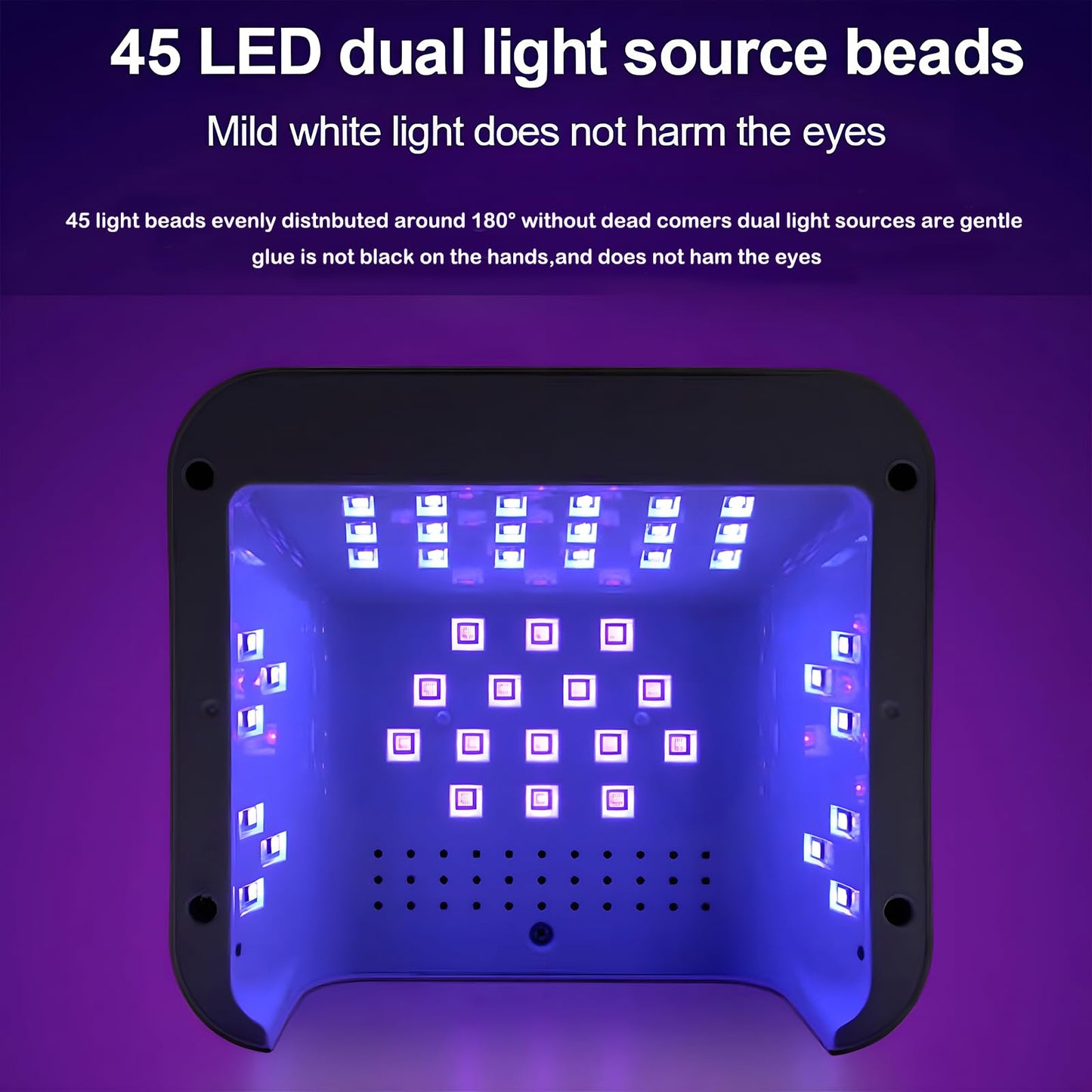 JYDFYP 268W UV LED Nail Lamp, Gel for Nail Polish UV Dryer with 4 Timers 45Pcs Lamp Beads and Automatic Sensor Professional Fast Curing Art Tools