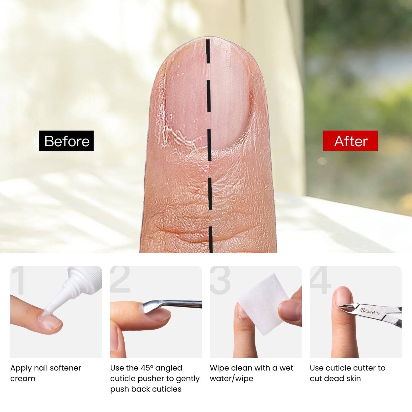 CurvLife Cuticle Nipper – 3mm Ultra-Thin Blade, Double-Spring Design, Ultra Sharp & Durable Cuticle Trimmer, Stainless Steel Nail Nipper with Ergonomic Grip Handle for Salon & Home