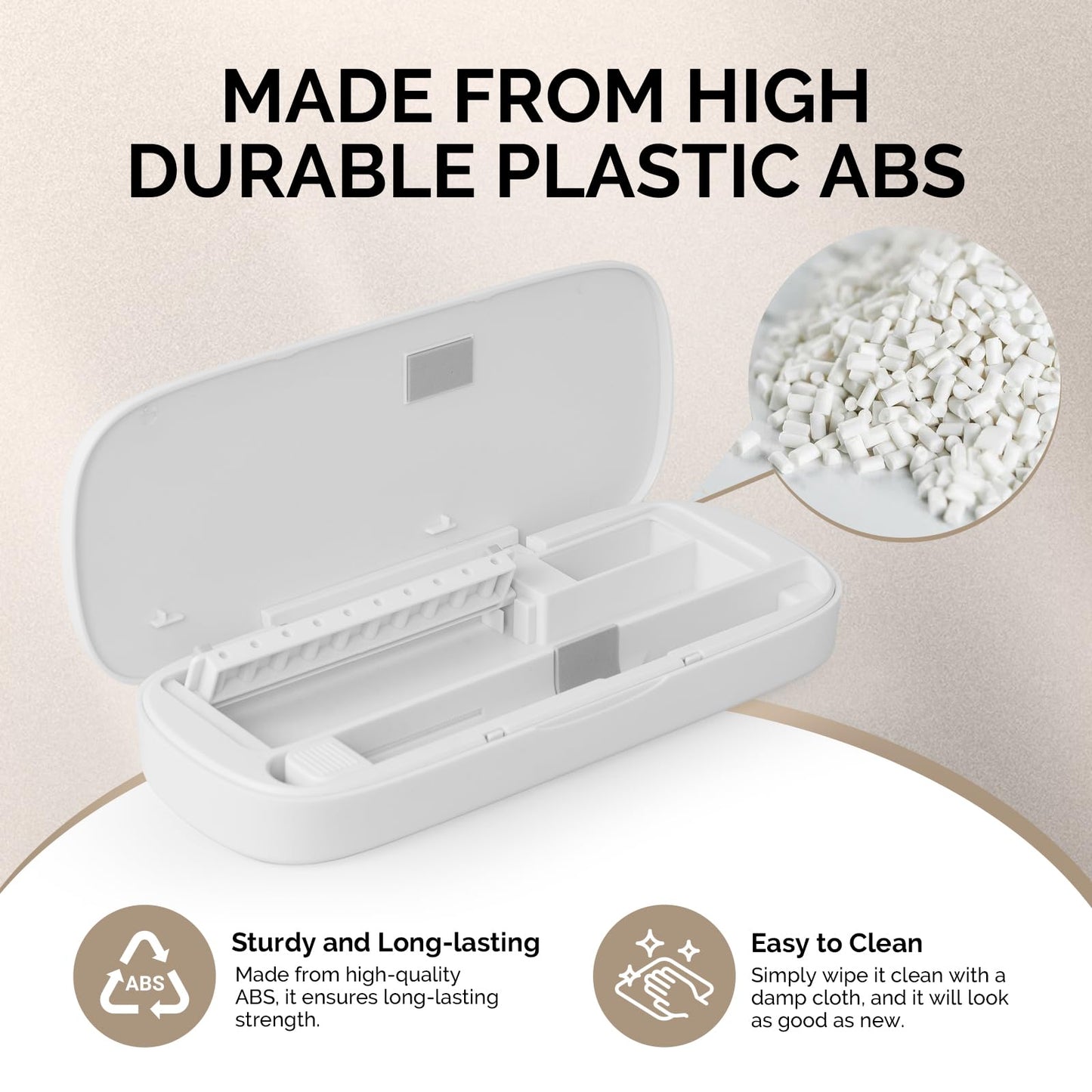 MelodySusie Acrylic Nail Tool Storage Box, Portable Dustproof Stand Displayer Holder Organizer Container Manicure Efile Accessories Nail Drill Kit Case, Travel Salon Home, White(Only Box)