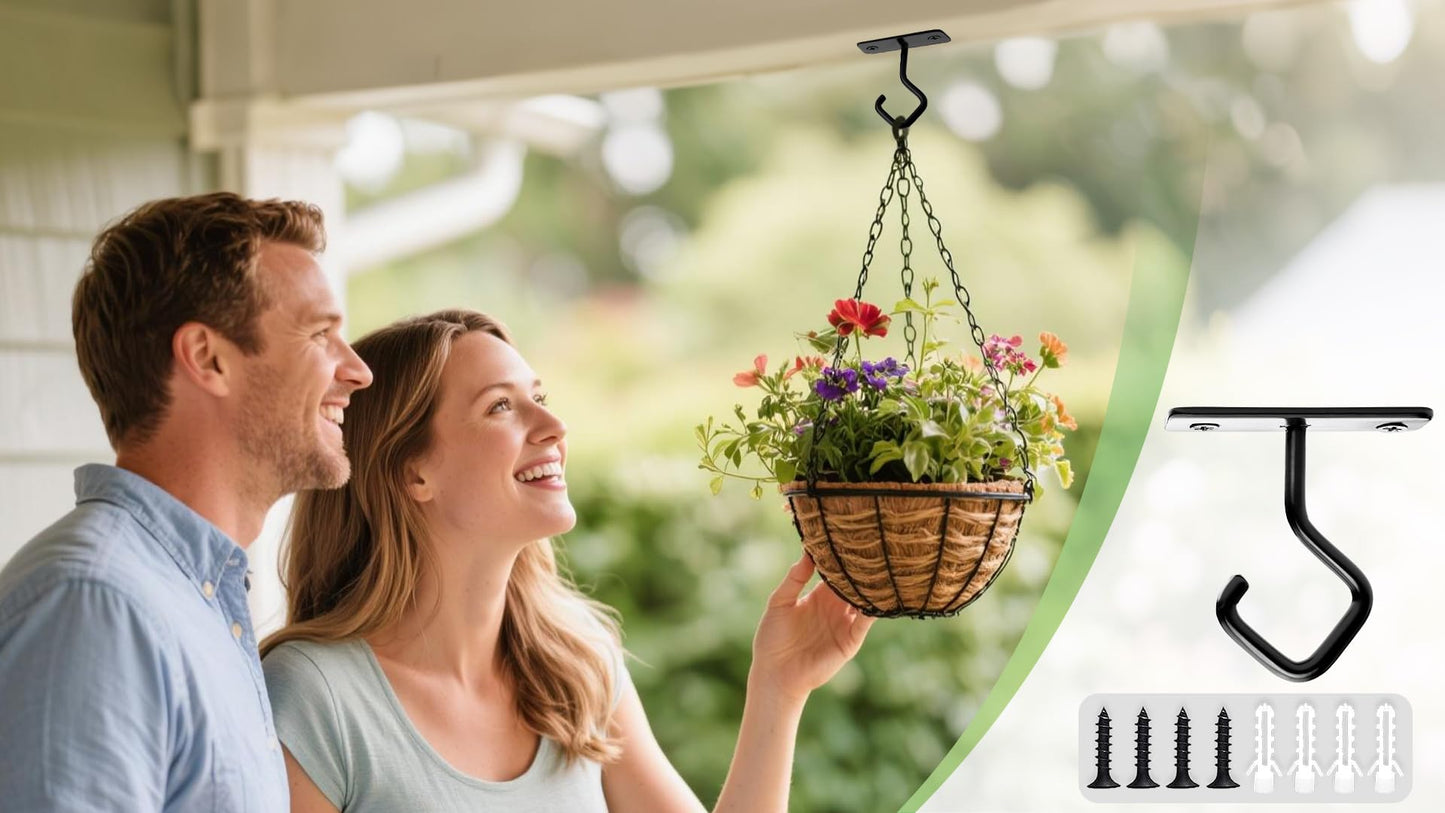 AJART Ceiling Hooks for Hanging Plants: Iron Plant Hanger for Wall Mount - 8 Pack/2.5 Inch Ceiling Hook for Indoor Use