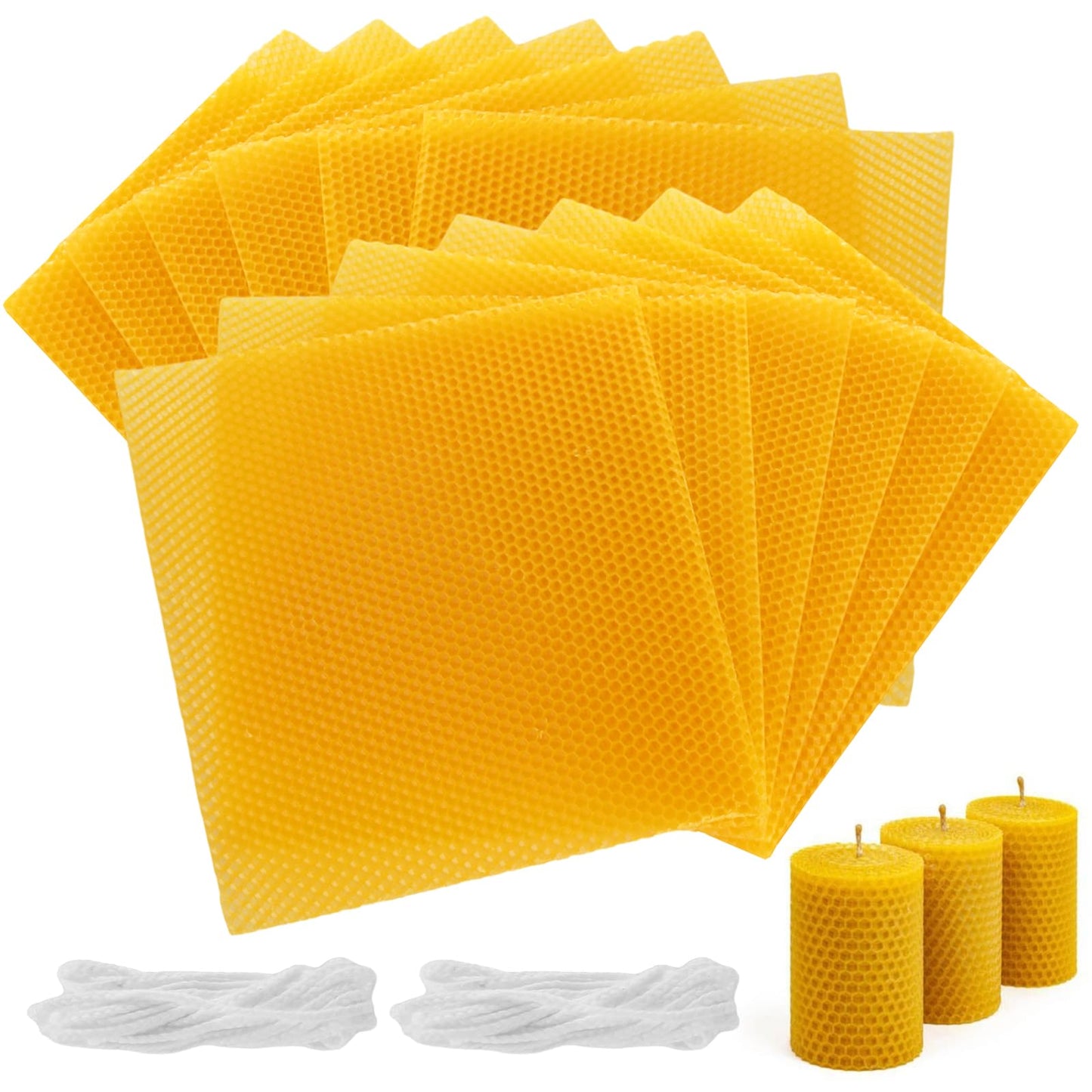 GBACHOOSE 8x8 inch Beeswax Sheets for Candle Making, 24PCS Beeswax Sheets Beeswax Candle Sheet for Candle Making Rolling DIY Kits, Wax Candle Sheets Create Your Own Unique Candles(Yellow)