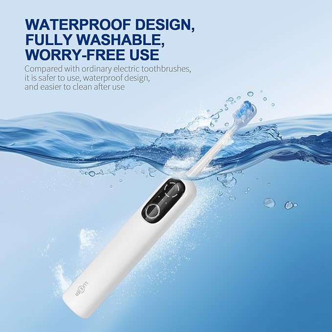 Rechargeable Travel Electric Toothbrush, Oscillation and Vibration, 60° Wide Angle Vibration, 1500mAh Battery, 4 Brush Heads, IPX7 Waterproof, Type-C Fast Charging - 5 Modes with Smart Timer