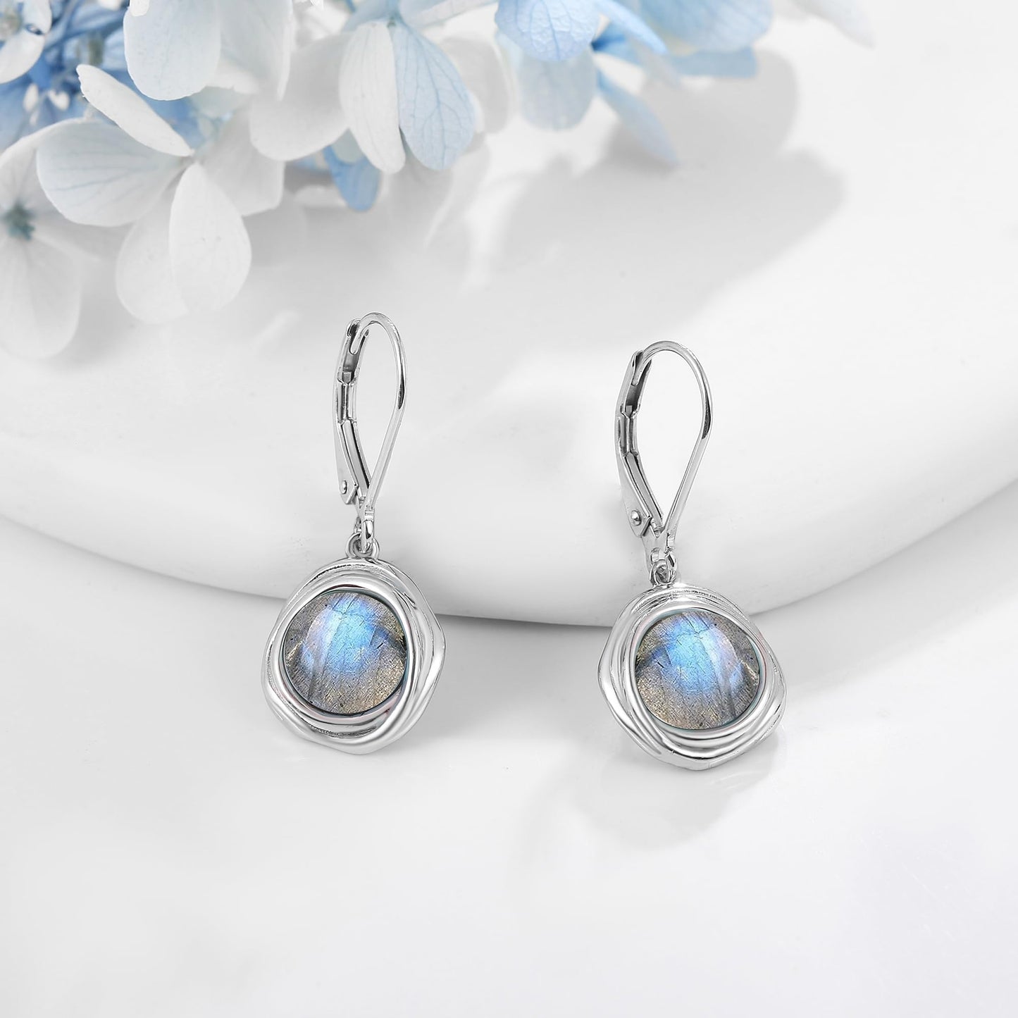 POPLYKE Labradorite Earrings Dangle for Women 925 Sterling Silver Leverback Earrings for Women Labradorite Jewelry Birthday