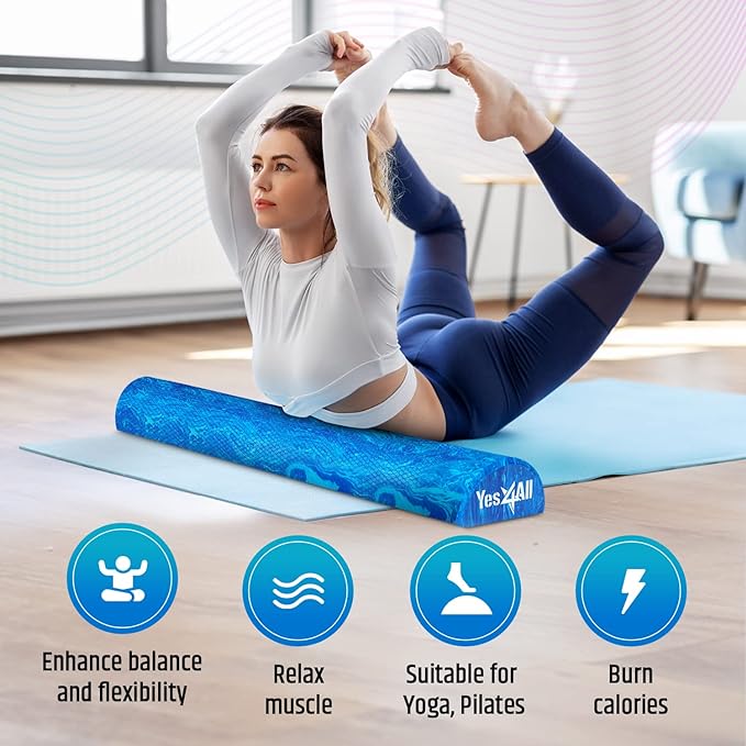 Yes4All Medium-Density EVA Foam Roller for Back - Half Back Roller for Exercise, Yoga & Pilates 12/36 inch