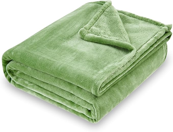 SOCHOW Flannel Fleece Blanket Throw Size, All Season Super Soft Cozy Blanket for Bed or Couch, Sage Green, 50x60 inches