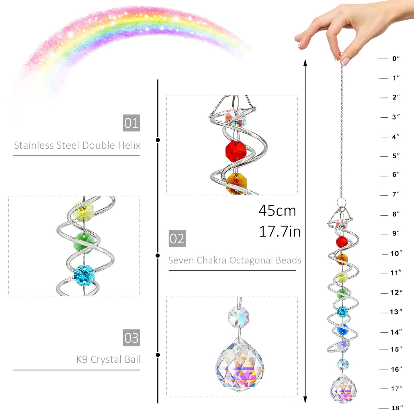 H&D HYALINE & DORA Crystal Decorative Wind Spinner, Crystal Suncatcher Assembly Craft Kits, Rainbow Prisms Beads Pendant, Crystals Hanging for Home Garden Decor