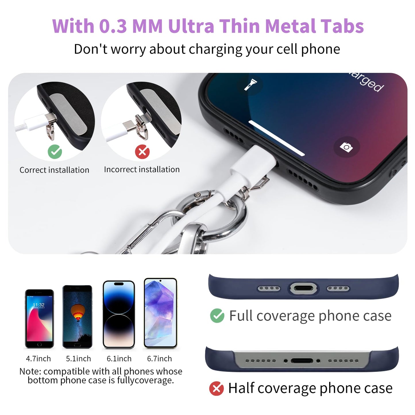 Tiostep Clip and Go Strap for Phone with Wallet Crossbody Phone Lanyard with Anti-Theft Zipper Pouch Detachable Quilted Wrist Wallet with RFID and ID Window for Daily Travel. Purple Large