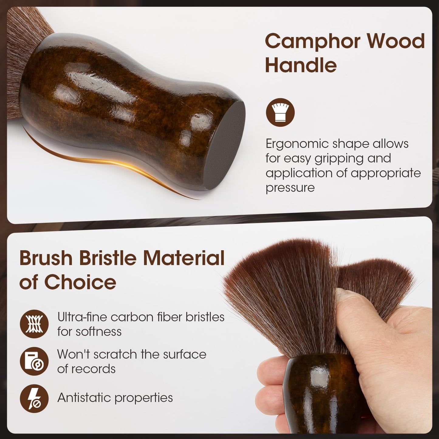 Vinyl Record Cleaning Brush - Ultra Soft Anti Static Brush for Vinyl Records - Essential Record Player Accessories for Flawless Vinyl Care