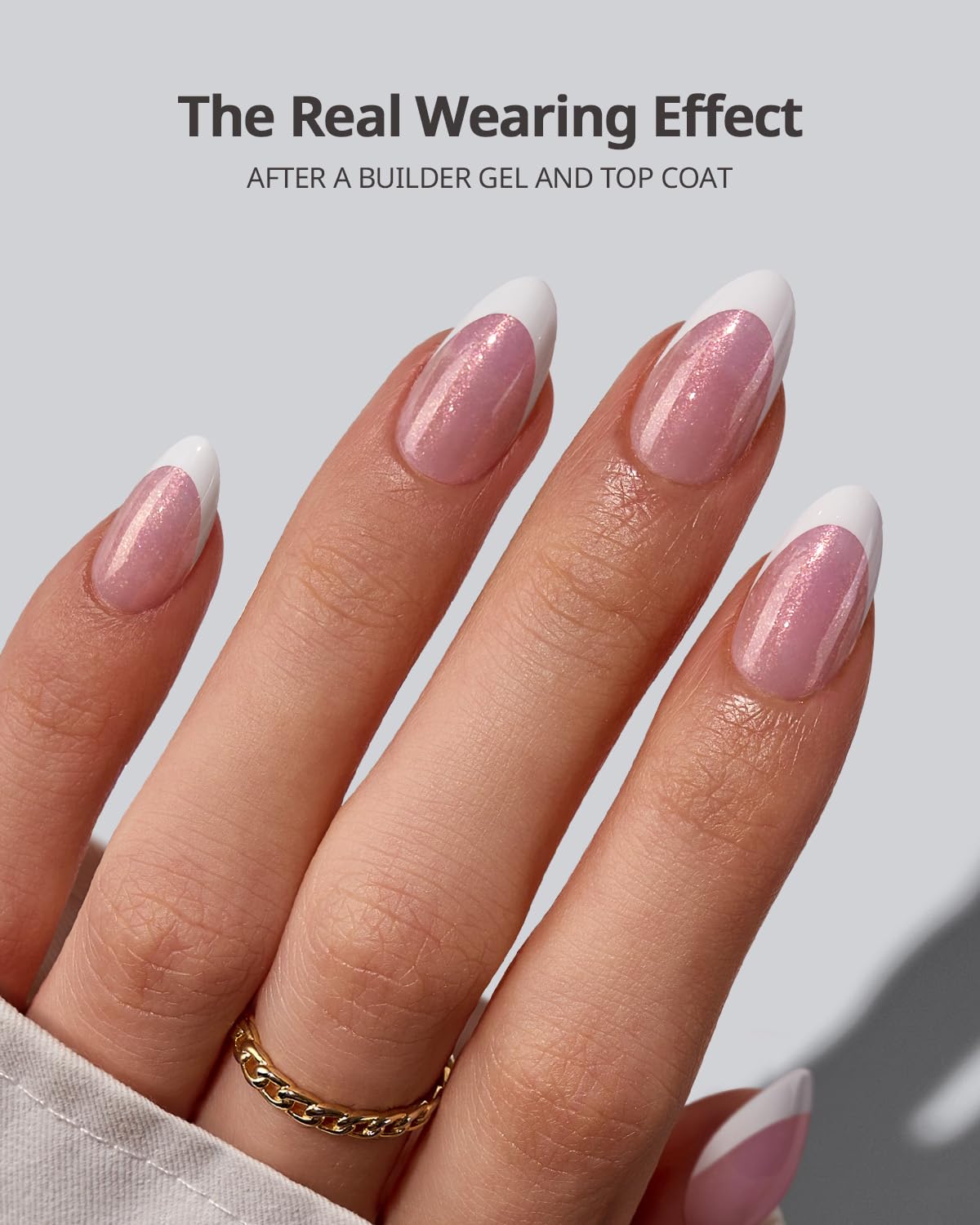 BTArtboxnails XCOATTIPS French Tip Press On Nails - Pink Glitter Base Short Almond Press On Nails, 96 Pcs Salon Quality Soak Off Soft Gel Nail Tips Extension in 16 Sizes