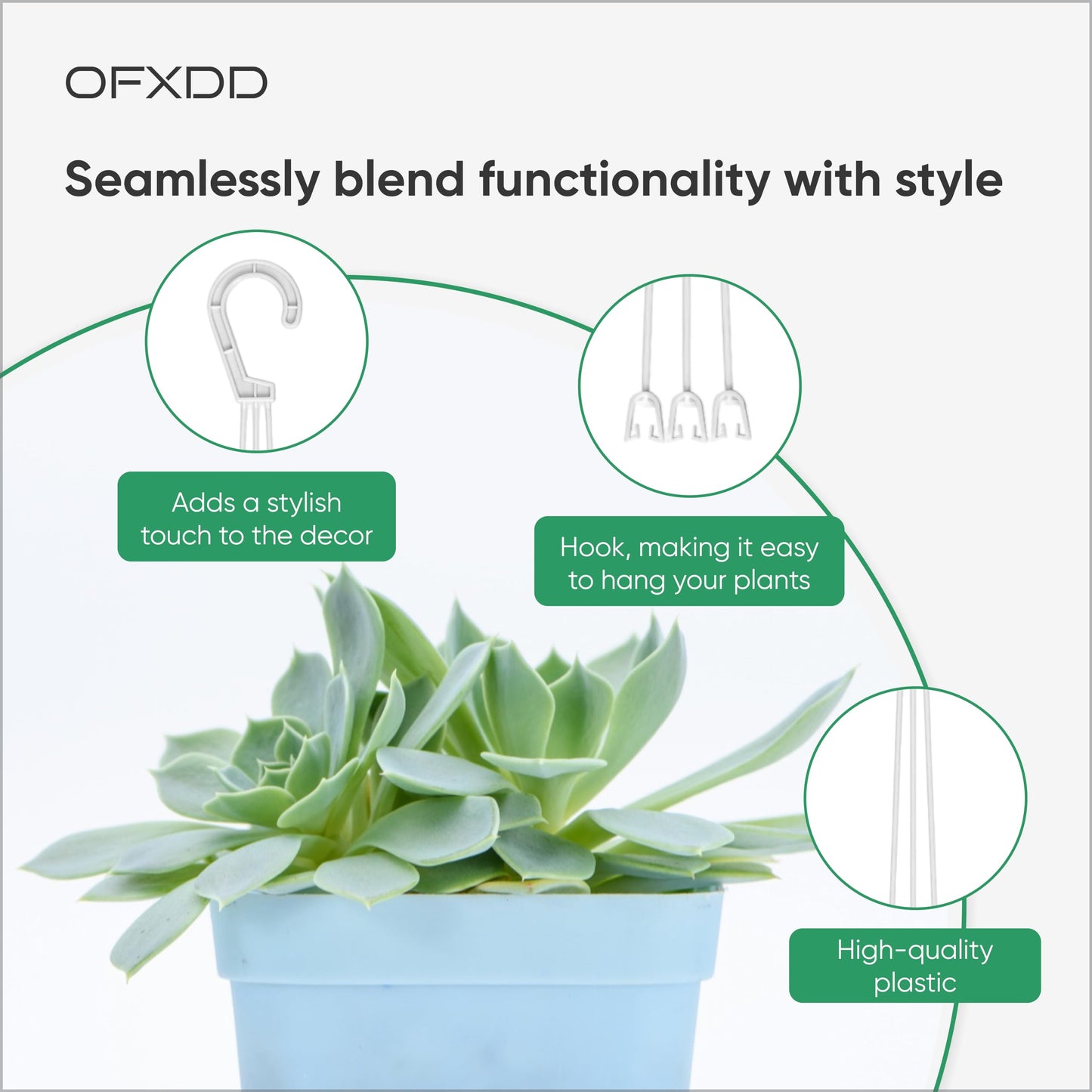 OFXDD Plant Hangers - Pack of 3 - Plastic Flower Basket Hanging - Decorative Plants Pots with Hook - Outdoor Planters Lantern Hanger