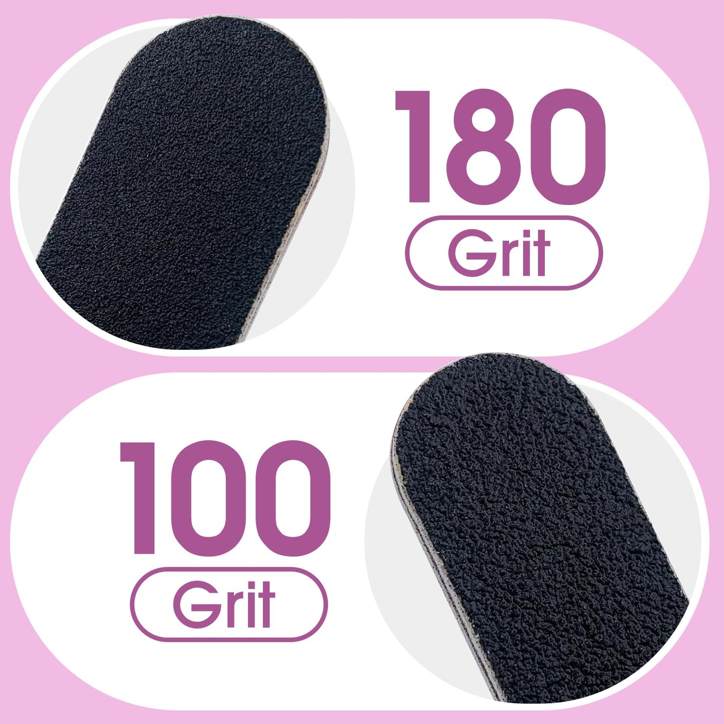 10 PCS Professional Nail Files, Double Sided 100/180 Grit Emery Boards for Acrylic Nails, Manicure, Pedicure, Nail Shaping and Buffing Tools – Black