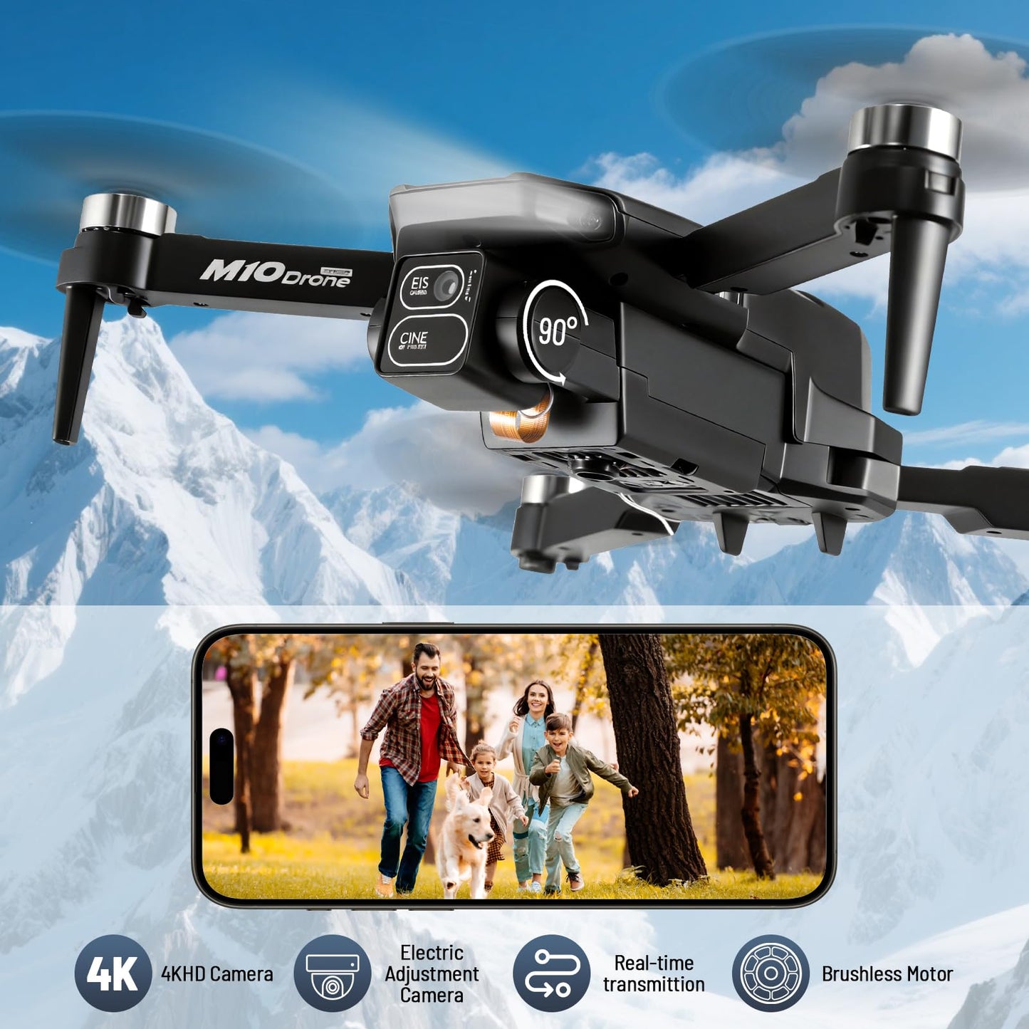 Mini Drone with Camera, 4K HD FPV Drone for Beginners,Brushless Motor, Altitude Hold, Gesture Selfie, One key Return/Emergency Stop,3D Flips, Waypoint Fly, 2 Batteries,Foldable RC Quadcopter.
