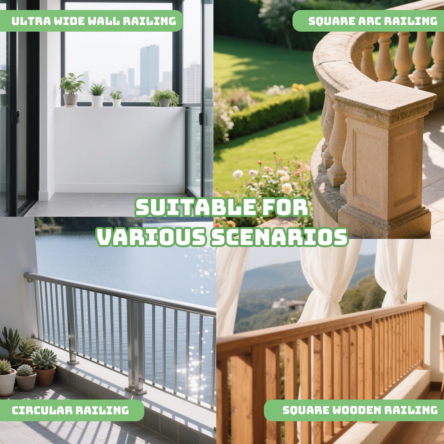 SDLDEER Window Box Brackets, 4 Pack Adjustable Planter Box Brackets, Heavy Duty Iron Flower Box Bracket for Deck Railing with Bottom Support, for Balconies, Fences, and Gardens
