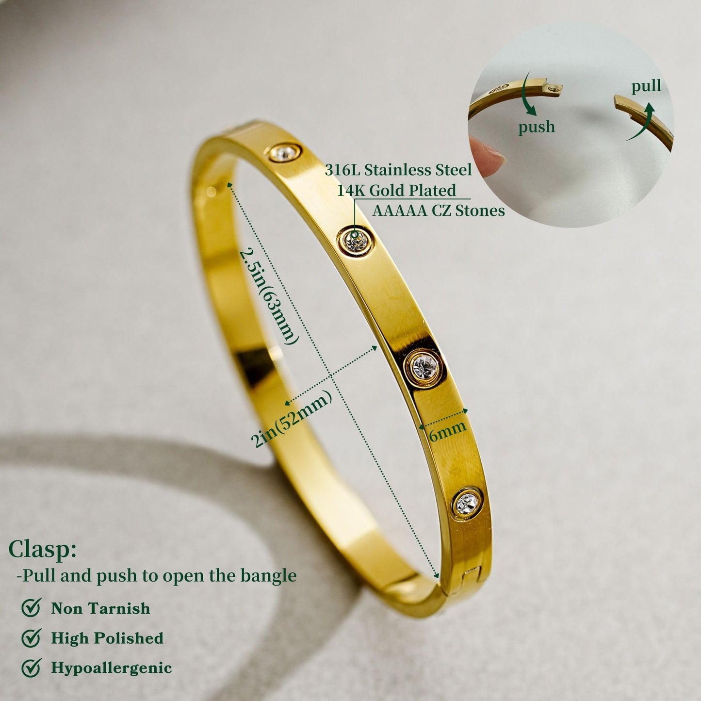 Kainier 14K Gold Plated Bracelets Sets for Women 4pcs Love Bangle Bracelet Cubic Zirconia Tennis Cuban Chain Stacking Gift for Love