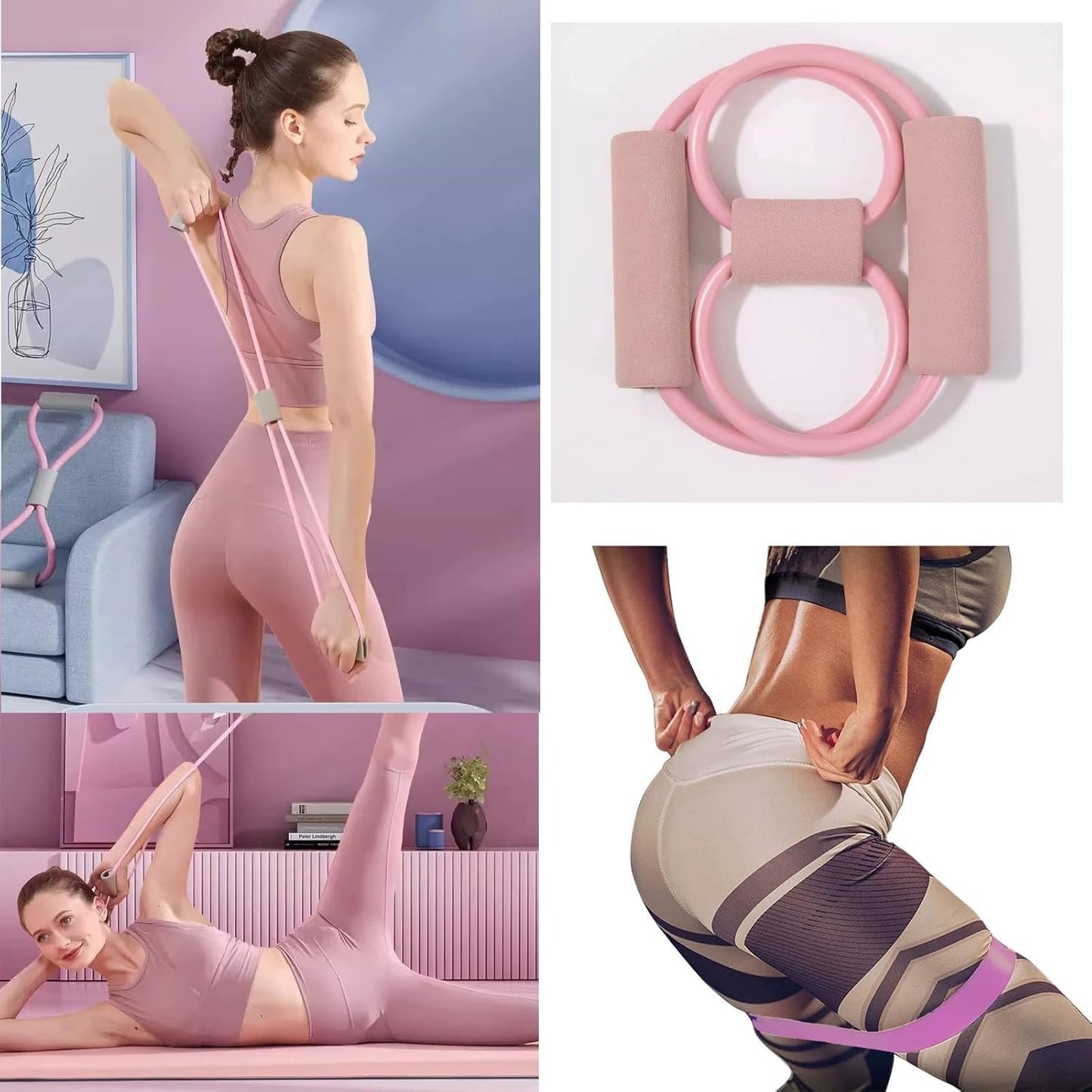 8Pcs Pilates Ring Set – Home Pilates Equipment for Women Kit with Magic Circle Pilates Ring and Ball Set, Resistance Bands & Massage Balls & Exercise Bands for Toning，Flexibility & Core Strength