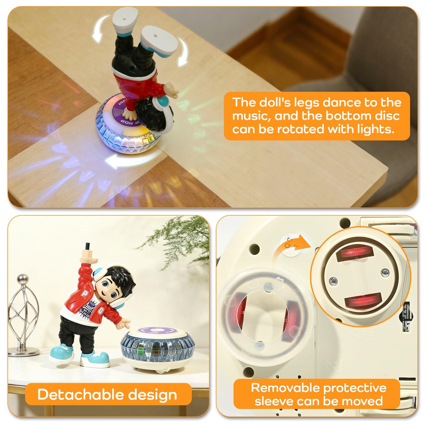 lonfypeng Electric Upside-Down Spinning Street Dance Figurine, Light Up Infant Toys Birthday Easter Gifts with Dynamic Music & Cool Lights