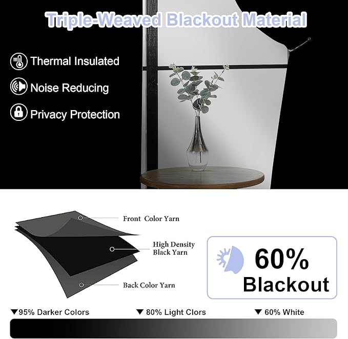 Simplebrand Ava Natural Short 24 Inches Blackout Curtain 2 Panels Set, Half Window Rod Pocket Privacy Curtain Tiers for Kitchen, Curtains Blackout for Bathroom Shades, W30 x L24 Inch, Natural
