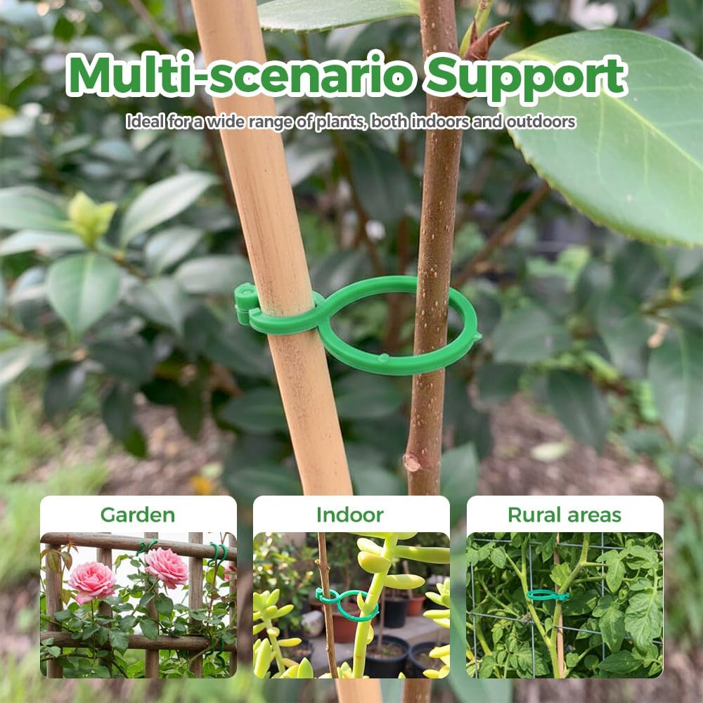 muxou Plant Stem Support,Plastic Plant Clips for Climbing Plants,Tomato Vine Clips,Plant Fixing Clips,Garden Clips (Green 150PCS)
