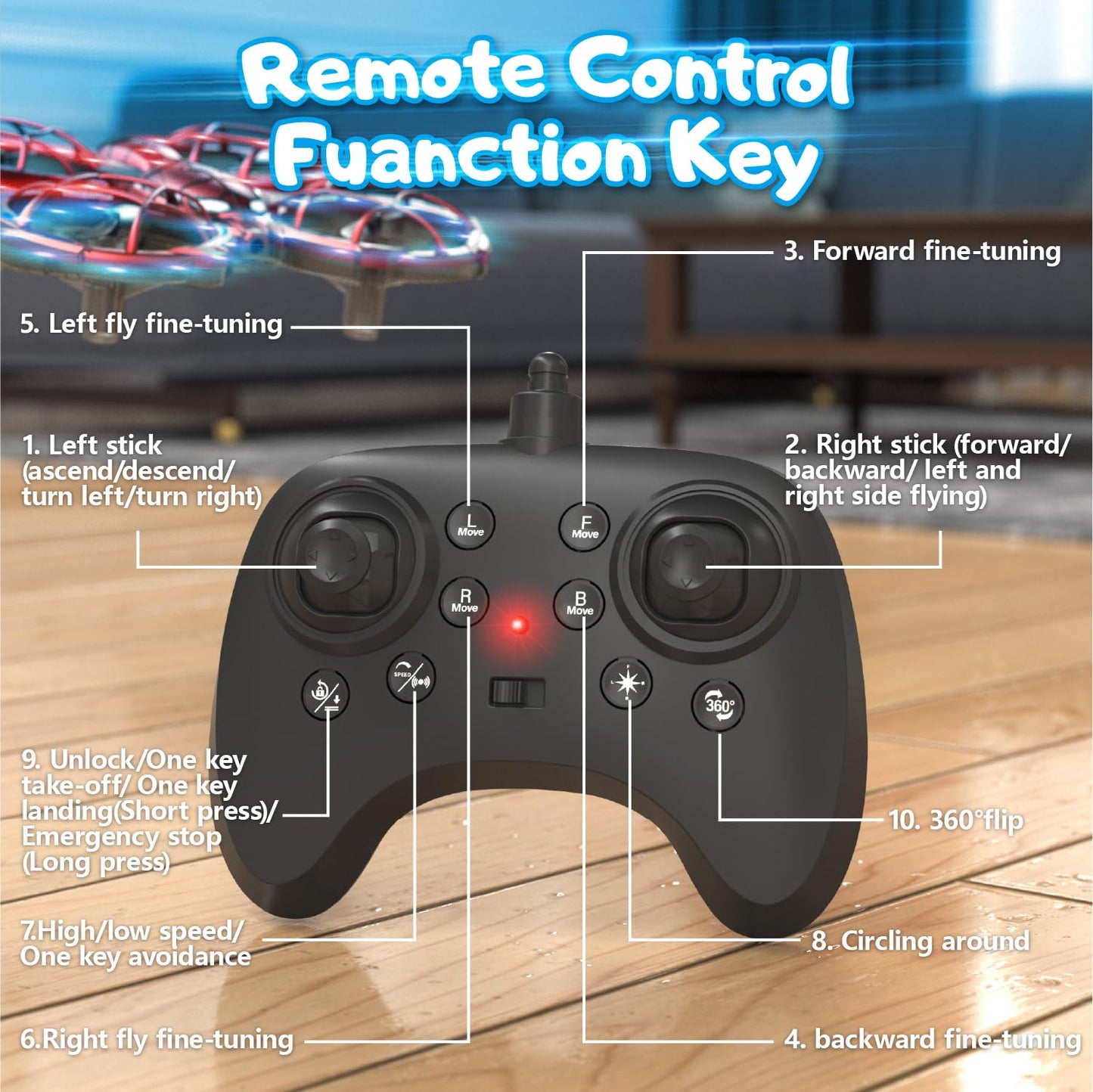 Gofimyee Mini drone for kids, toy with remote control, with 360° rotations and 3 speed modes, drone for children and beginners aged 8, 9, 10 years, one-touch takeoff, children's gift