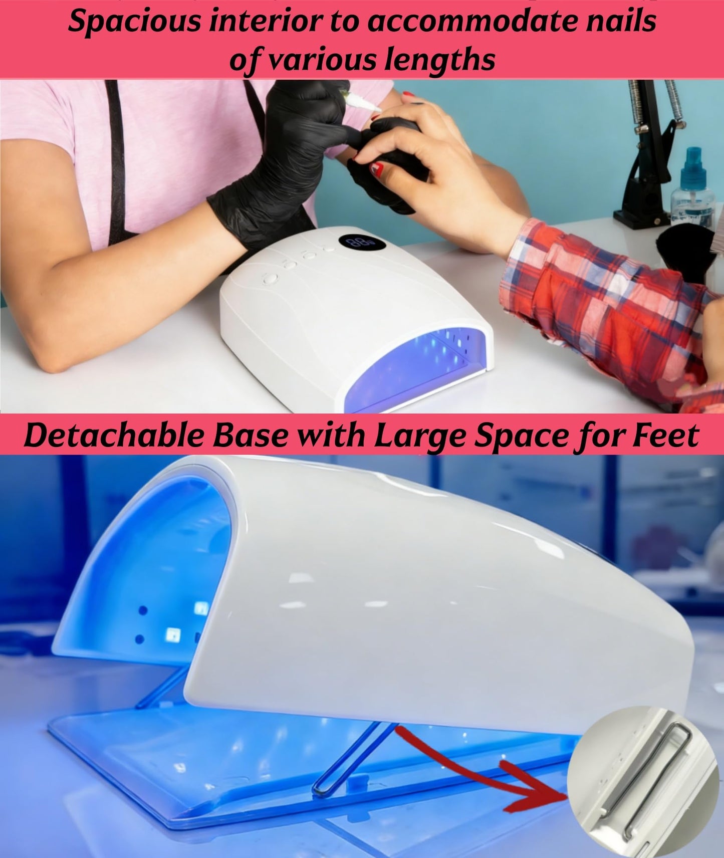 Nailartane Cordless UV Nail Lamp, 96W UV LED Nail lamp for Gel Polish & Acrylic Nails, Fast Curing Nail Light with 4 Timers, Detachable Base, Auto Sensor, 45 LED Beads, Salon & Home Use (White)