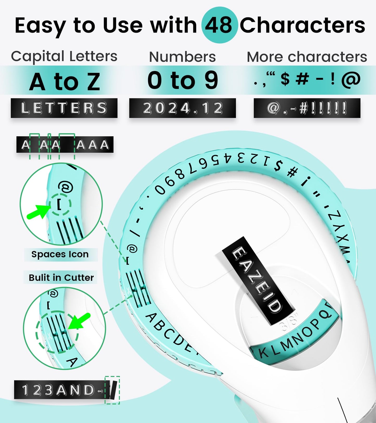 EazeID Embossing Label Maker Machine, Retro Embossed Label Maker Vintage, Handheld Old School Embosser with 3Rolls 3D 9mm 3/8 Inch Embossing Label Tapes for School Kids Items Home Office Scrapbooking
