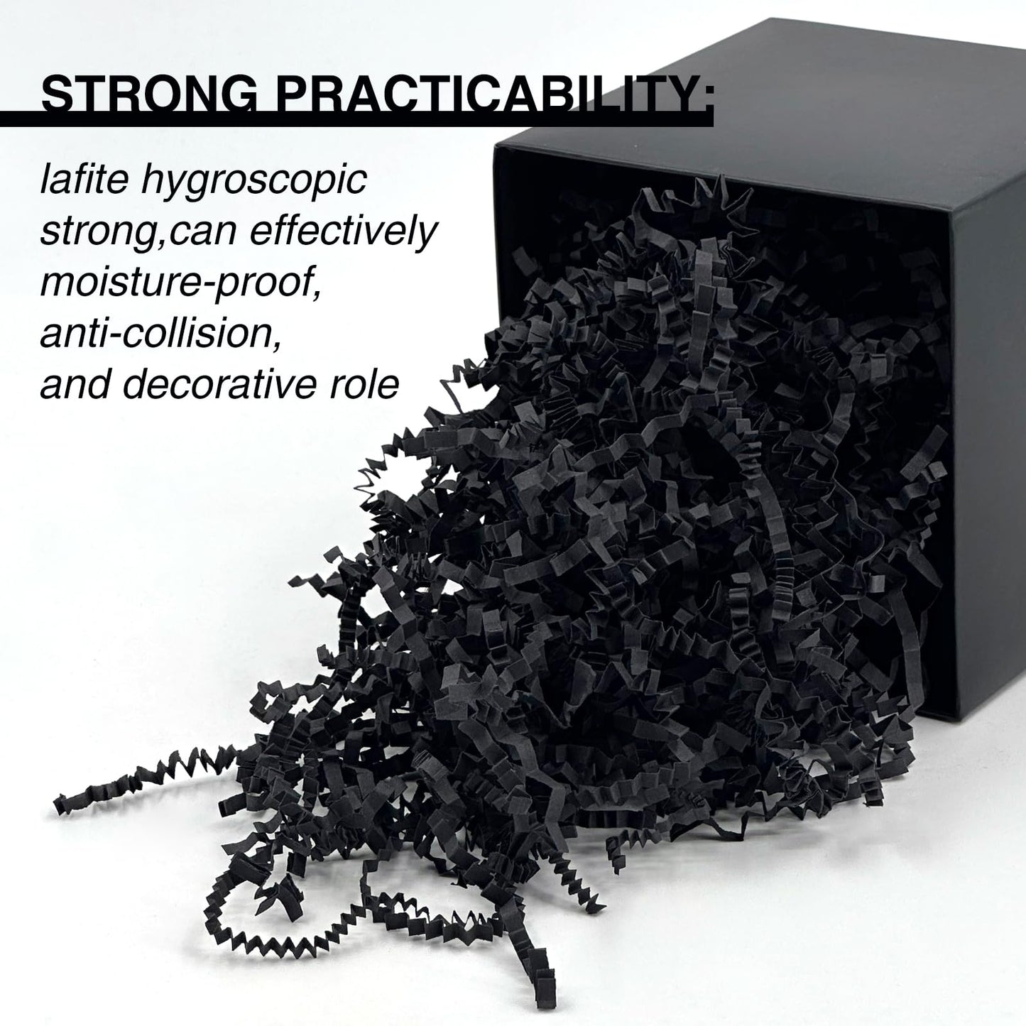 1LB Crinkle Cut Paper Shred Filler for Gift Box Bag and Basket On Holidays (Black)