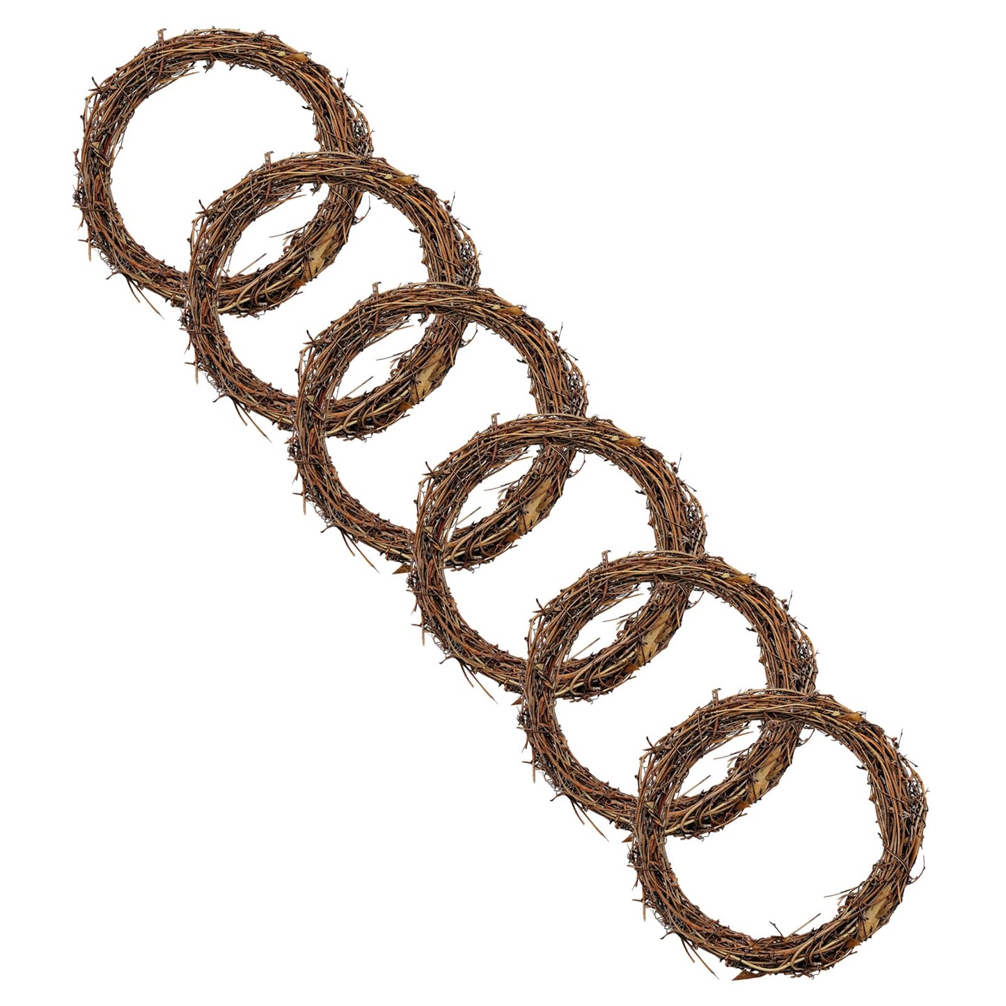 Small Round Grapevine Wreath 6 Inch Rattan Wreaths for Crafts Spring Christmas Holiday Decoration Wedding Home Decor (6 Pack)