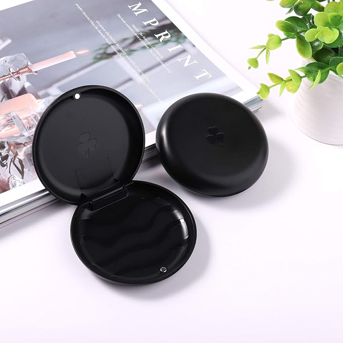 (5 Pack) Retainer Case,Solid Orthodontic Retainer Case-Black