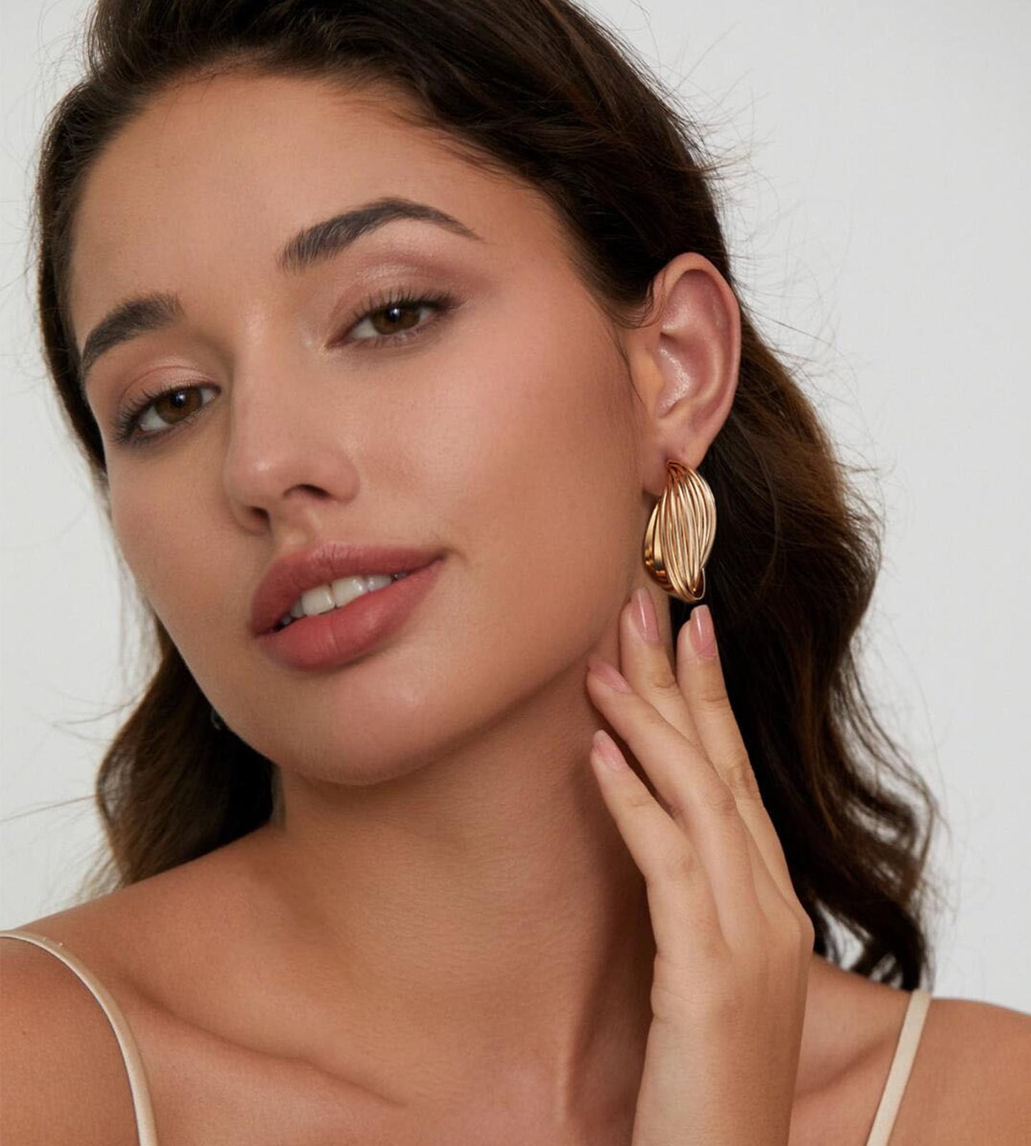Gold Hoop Earrings Set for Women, 18 Pairs Hypoallergenic Chunky Open Pearl Hoops Earring Multipack, Gold Statement Hoop Earrings for Women Trendy Jewelry