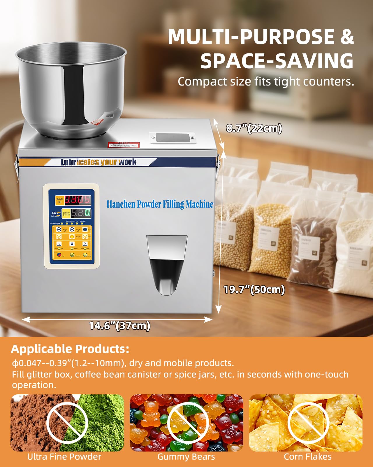 Smart Digital Powder Filling Machine & Particle Granule Dispenser - Hands-Free Infrared/Foot Pedal Control, Precise Measuring for Home & Small Workshops - Boost Efficiency with LED Display Panel