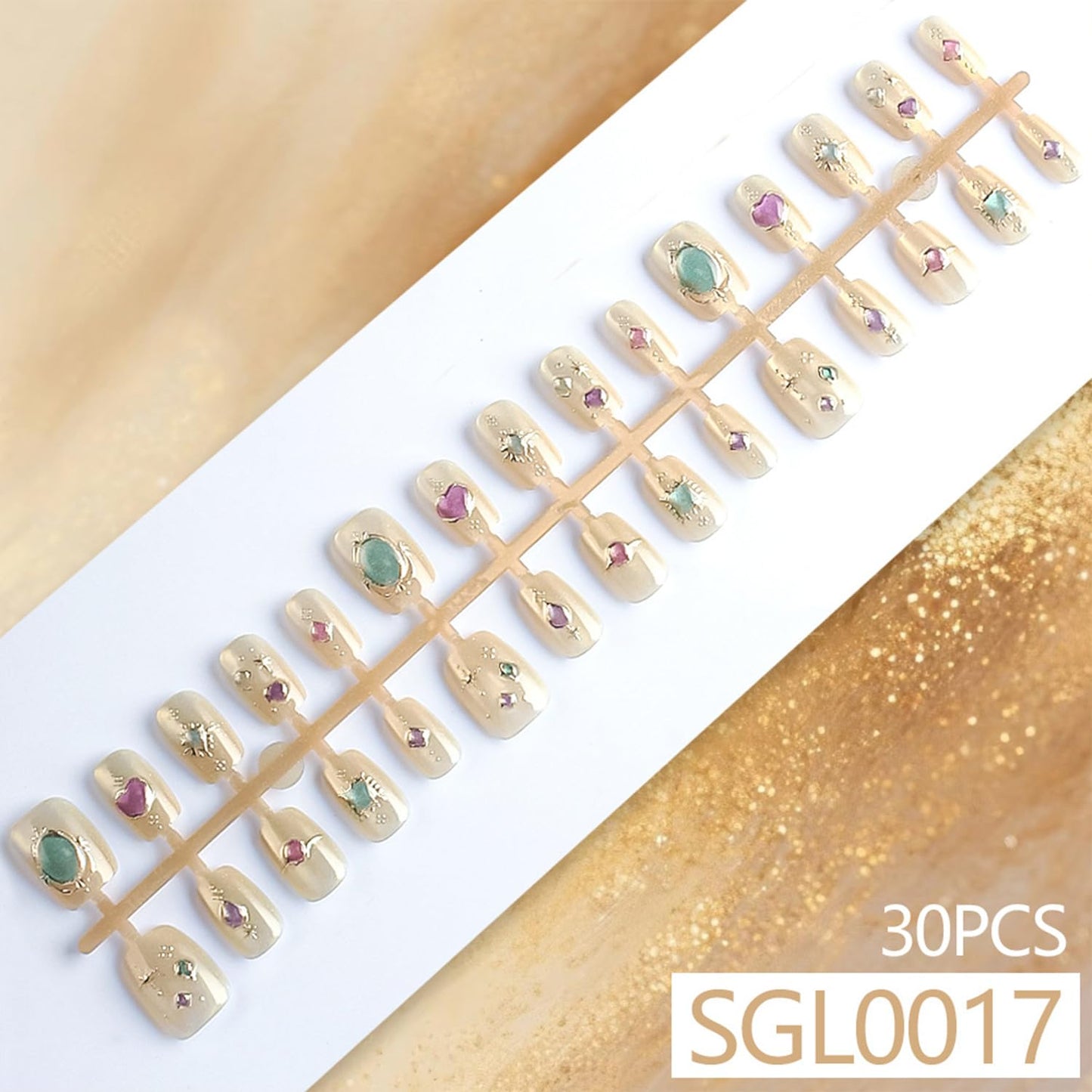 Vopintpy Star Rhinestones Press on Nails Short Square Fake Nails with Design Glitter Acrylic Glue on Nail Reusable Full Cover Artificial Stick on Nail for Women DIY Manicure