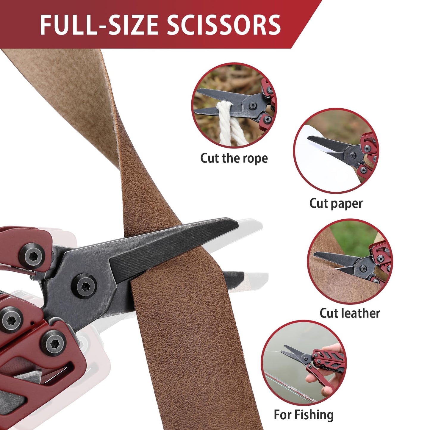 NexTool Flagship Pro, Multi Tool, Multitool Pliers with Big Folding Scissors, Replaceable Wire Cutters and Safety Locking, Multi Tool Pocket Knife, Survival Tools with Glass Breaker, Gifts for Men-Red