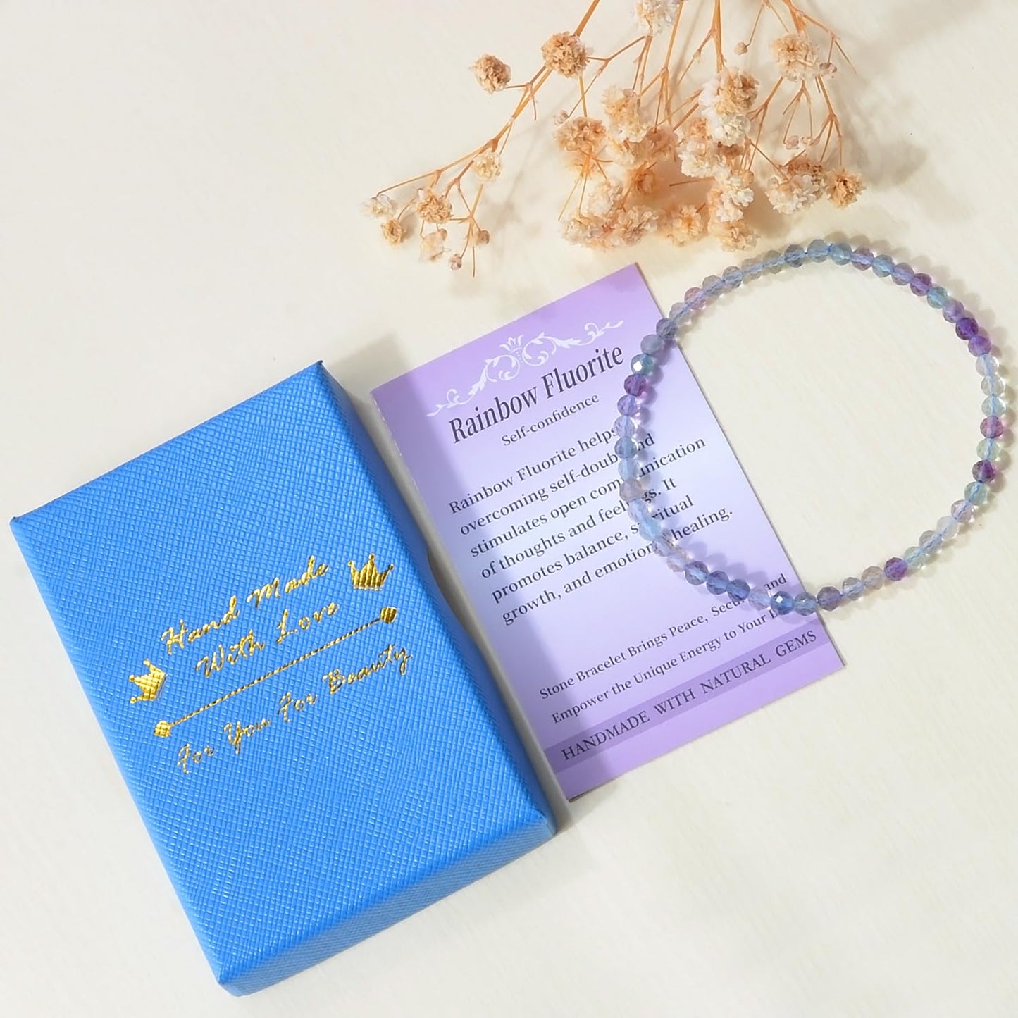 MASSIVE BEADS Natural Genuine Gemstone Beads Healing Crystal Chakra Reiki Jewelry Faceted Round Beads Bracelets (Rainbow Fluorite, 3mm)