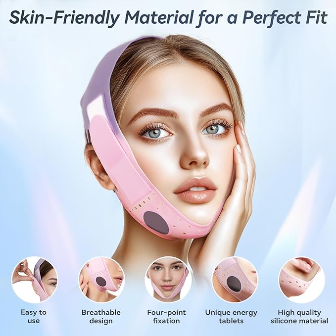 Chin Strap for Sleeping, Soft Silicone V-Line Lifting Mask, Reusable Face Lift for Women Men Anti Snoring Devices for Sleep Home Working Travel Yoga