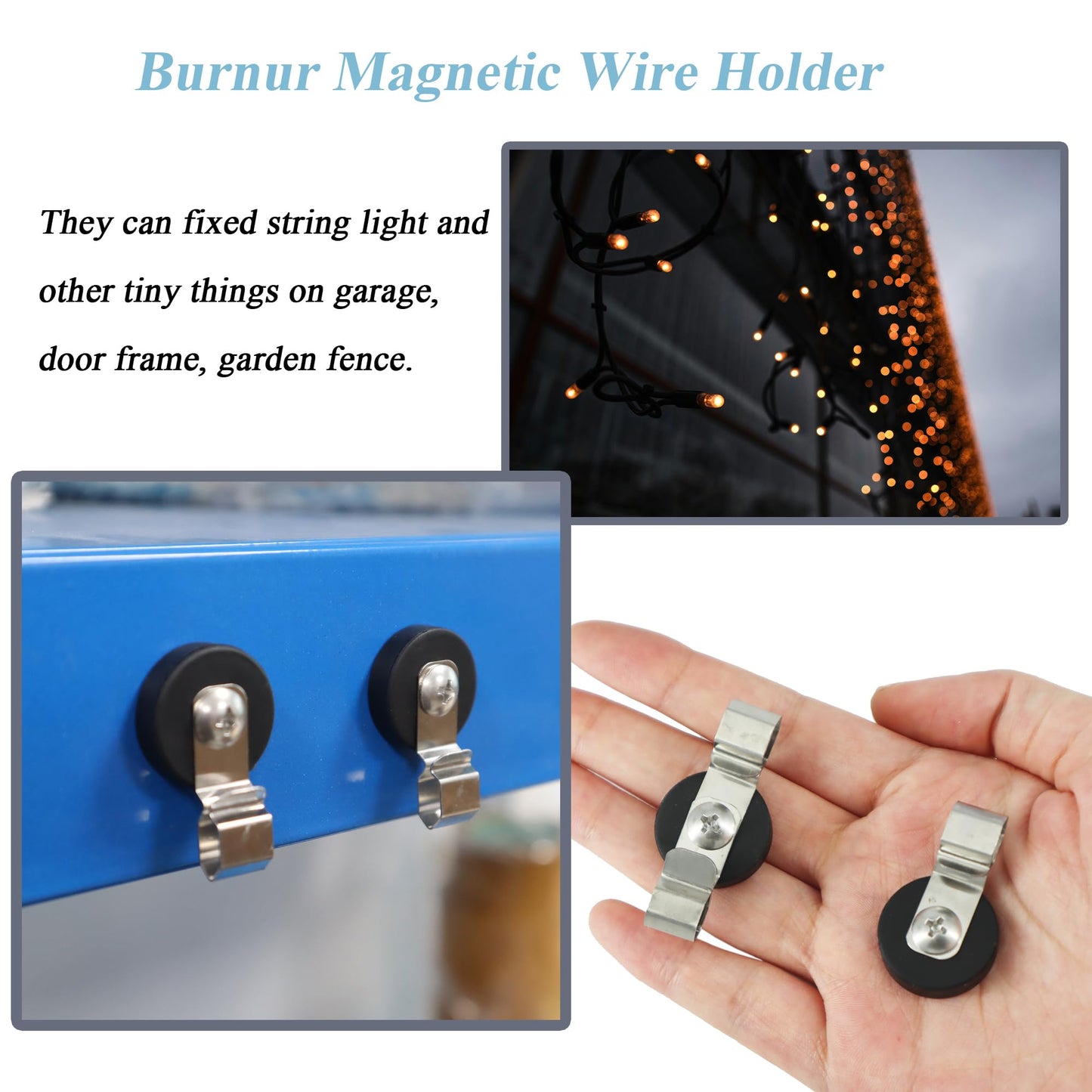 Heavy Duty Magnetic Cable Holder Clips, Anti-Scratch Magnetic Cord Organizer, Anti-Slip Strong Magnet Cable Clips, Wire Holder for Joyroom, Car, Garage, Office, Patio, Computer 6 PCS