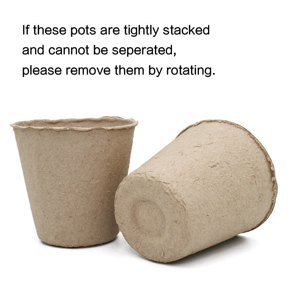 KINGLAKE 100 Pcs 3 Inch Peat Pots, Seeds Starter, Transplant Seedlings With 100 Pcs White Plastic Plant Labels