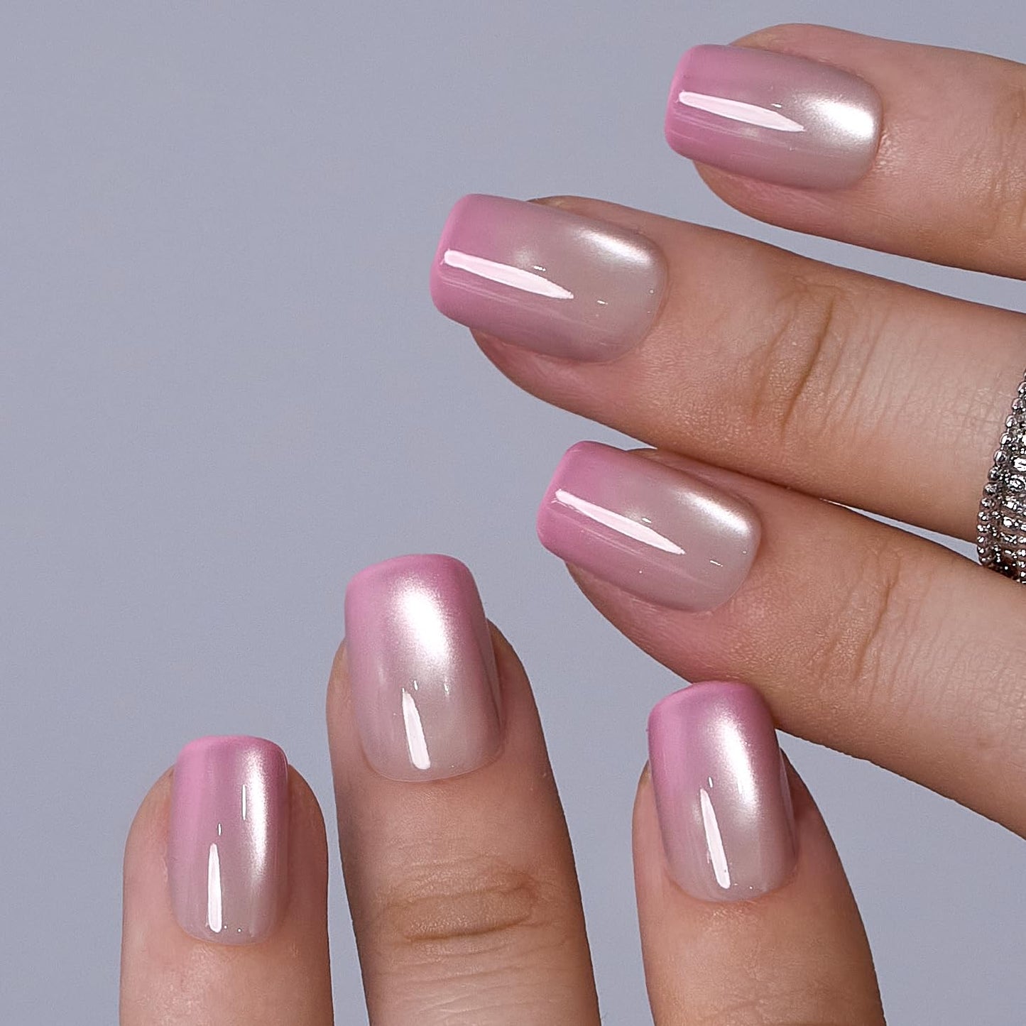 CurvLife Soft Gel Press On Nails Square, Long-Lasting Reusable Fake Nails Kit with Glue & Tabs, 30pcs Salon-Quality Stick On Nails for Women At-Home Manicure (Pink Veil)