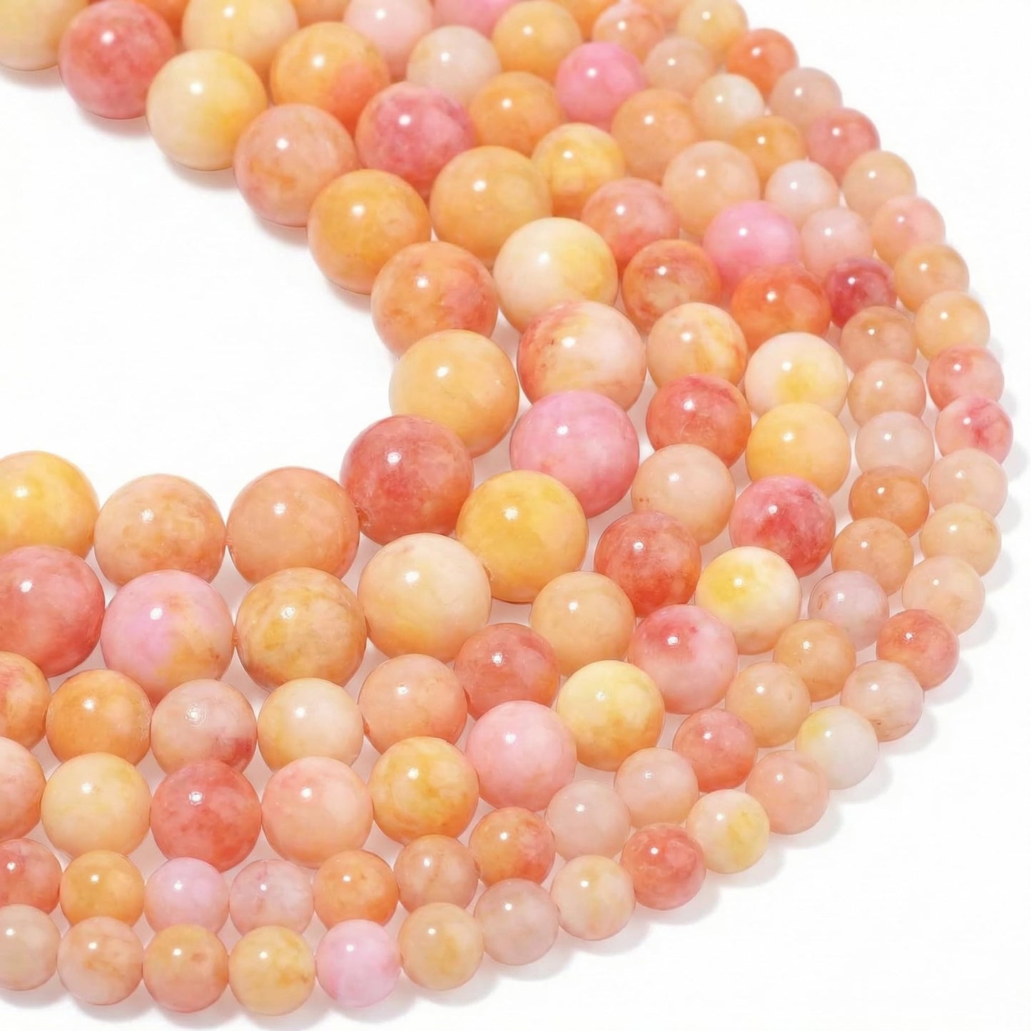 Yochus 60pcs 6mm Orange&Pink Persian Jade Energy Healing Round Bulk Gemstone Beads for Jewelry Making Bracelet Necklace Earring DIY