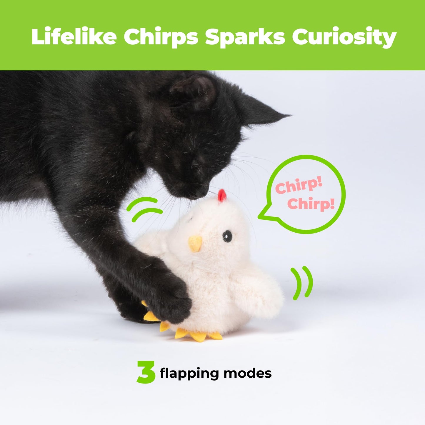Catify Best Pet Supplies Flapping Duckling, Chick & Bird Cat Toy - Motion-Activated Wings, Realistic Chirps, Catnip-Infused Plush, USB-Rechargeable, Indoor Cats & Kittens, Self-Play Enrichment - Beige