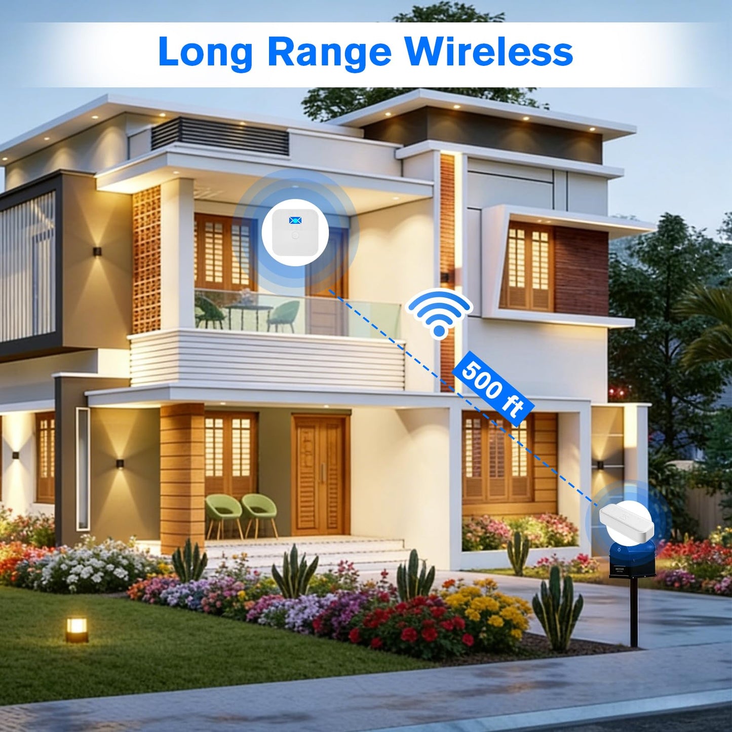 Smart Mailbox Sensor with WiFi,Mailbox Alert for Delivered Mail,500 ft Long Range Wireless Mailbox Alarm with LED Light and Sound Reminders,Mailbox Security System 2.4G WiFi Compatible