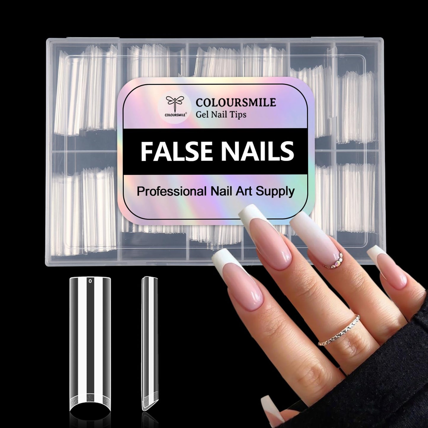 COLOURSMILE Square XXL Extra Long Nail Tips - 216PCS No C Curve Half Cover Gel Tips, No Trace & No Crease, for Acrylic Nails Home DIY with Storage Box