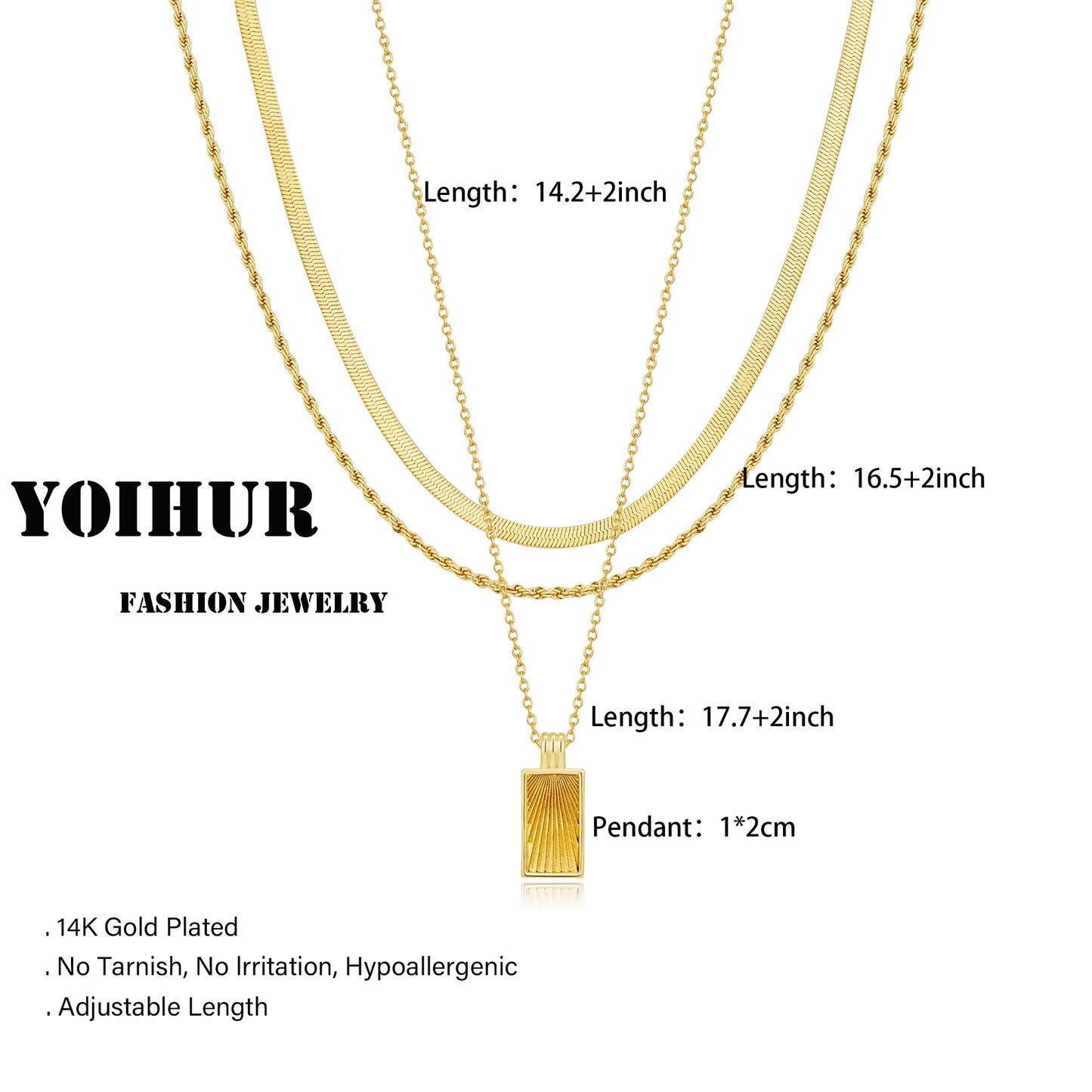 YOIHUR Gold Necklaces for Women, 14K Gold Plated Dainty Stackable Stack Choke Necklaces, Trendy Layering Pendant Necklace Set Jewelry for Women Gifts