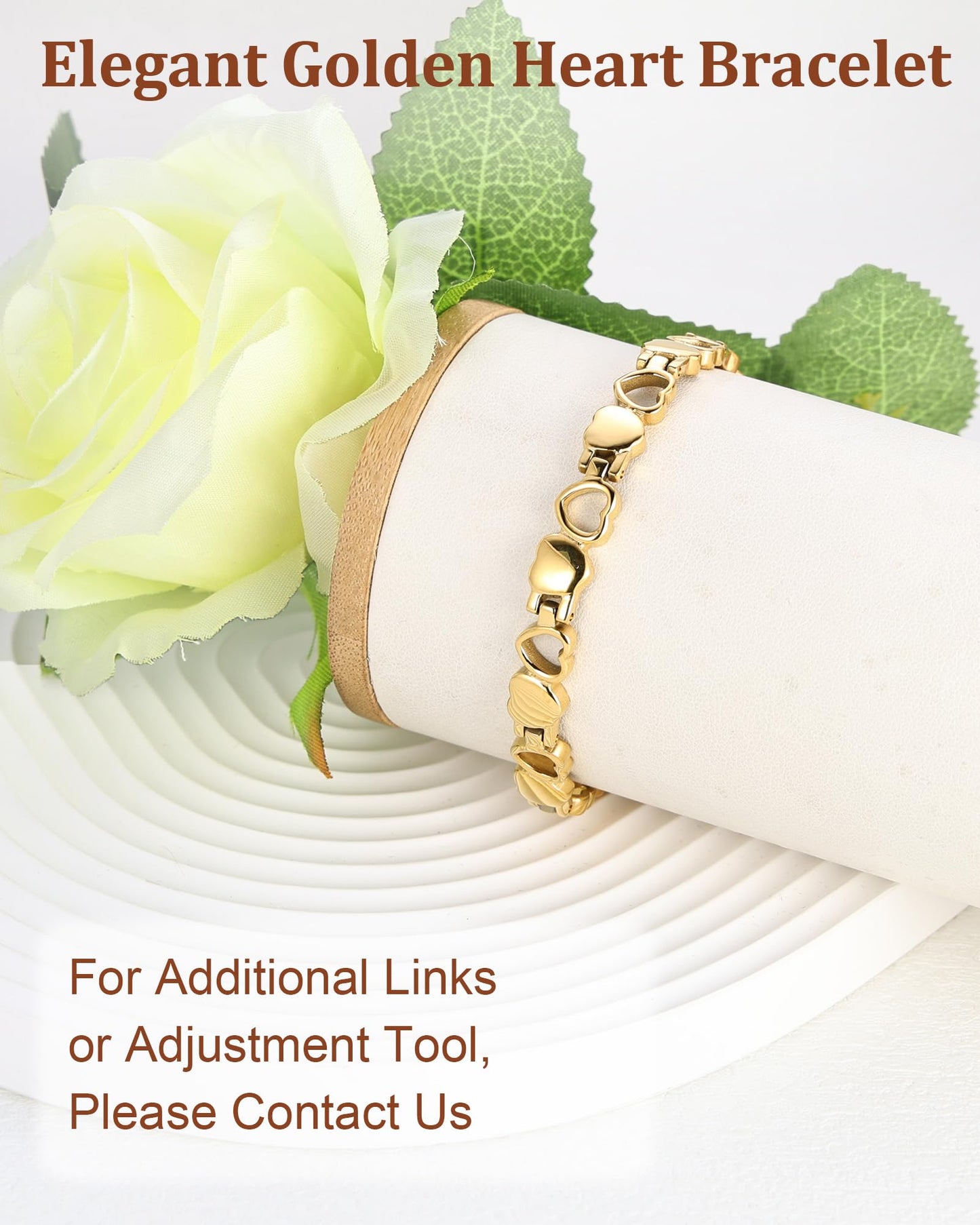 BioMag Magnetic Bracelet for Women, Titanium Steel Wristband Brazaletes for Pain Relief Solid Pure Copper Jewelry Gift with Adjustable Tool (Gold)