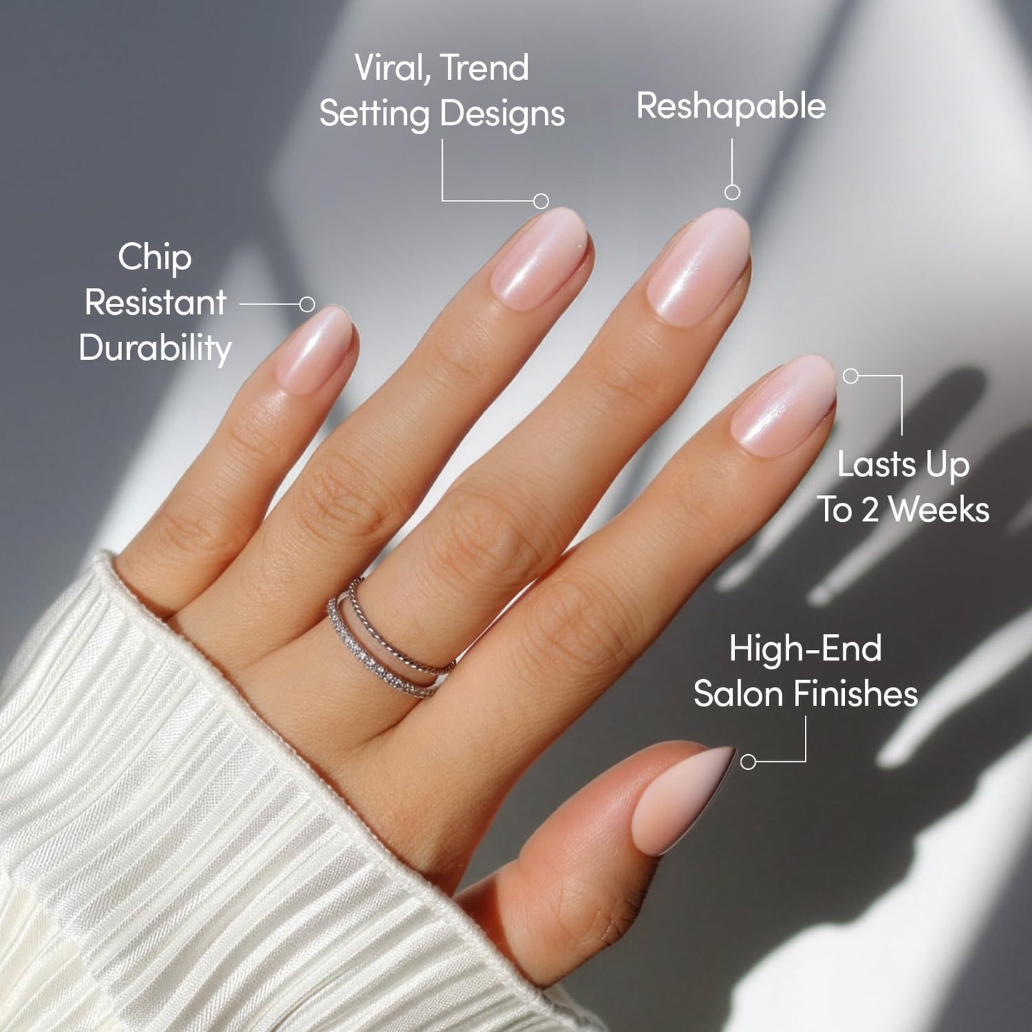 Glamnetic Press On Nails - Crystal Glaze | Glazed Short Oval Nude Fake Nails with Ombré, Salon Quality Neutral Nails | 15 Sizes - 30 Nail Kit with Glue