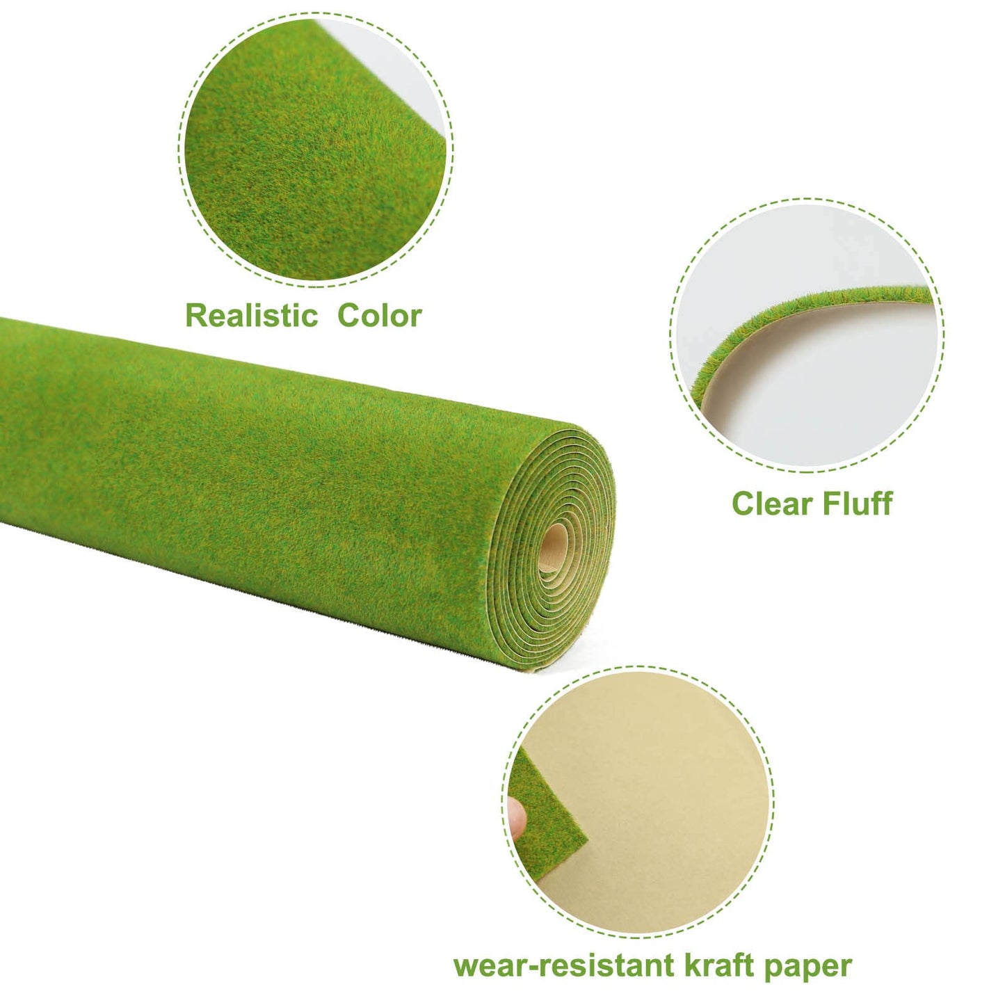 Evemodel Artificial Model Grass Mat Trains Grass Green 40x200cm or 15.7‘’ x 78'' for Decoration Craft Scenery Model DIY CP2138 (Grass Green)
