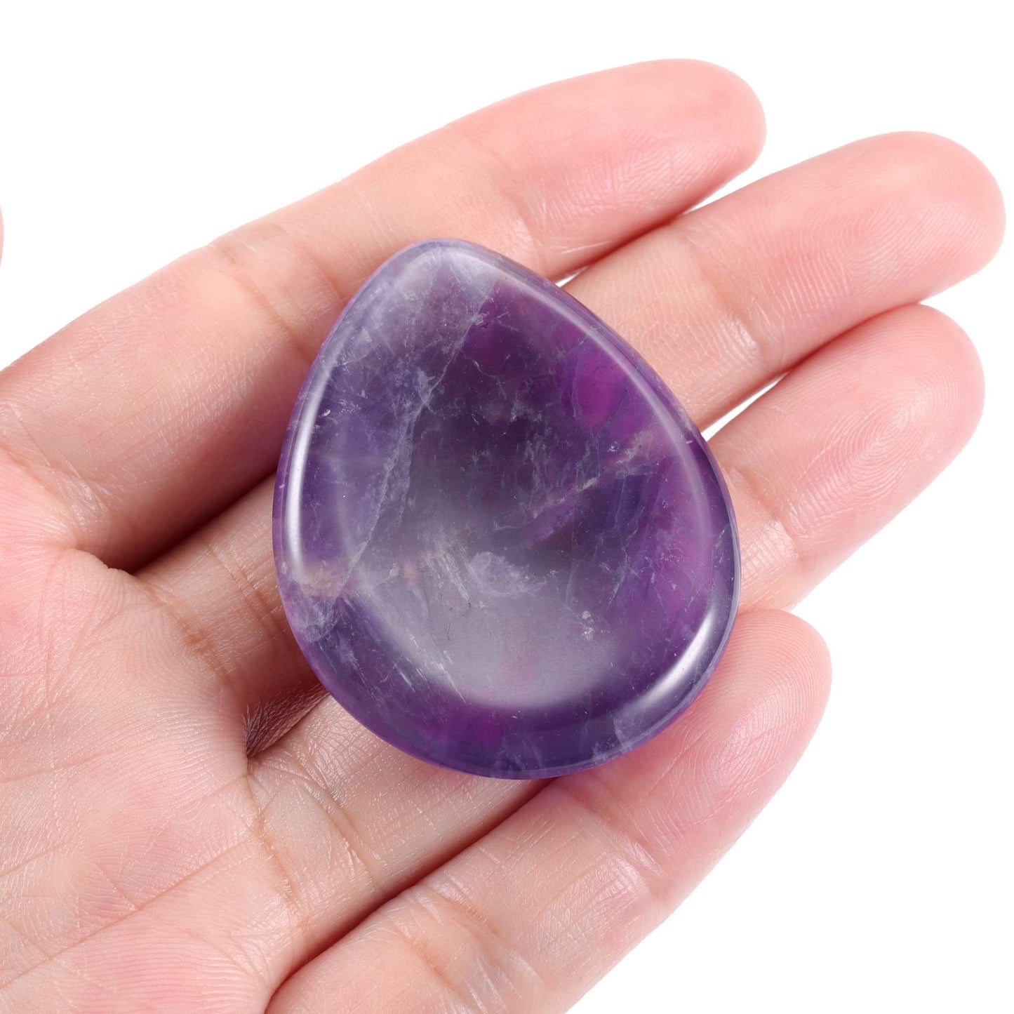 CrystalTears Amethyst Thumb Worry Stone Chakra Healing Crystal Pocket Palm Stone w/Gift Box