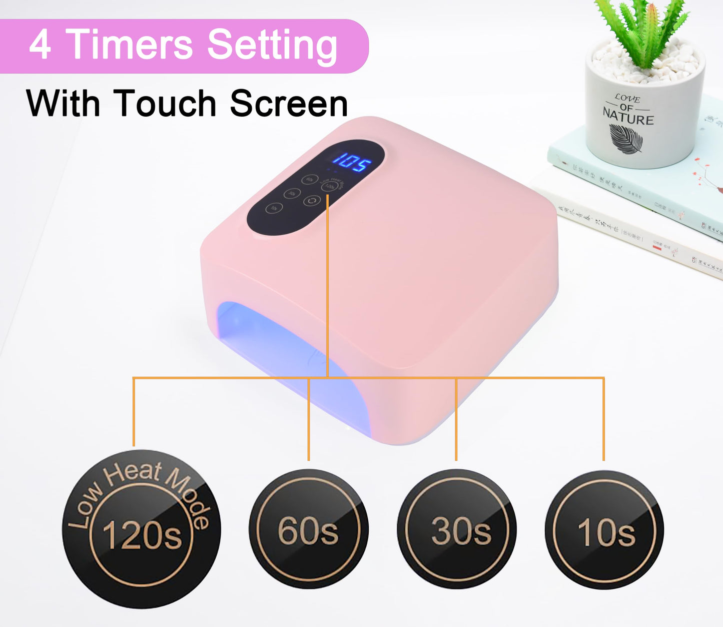 PASSHA 72W Cordless LED Nail Lamp, Rechargeable UV Nail Dryer for Gel Polish, Portable Manicure Light with 4 Timers, LCD Display, 36 LED Beads