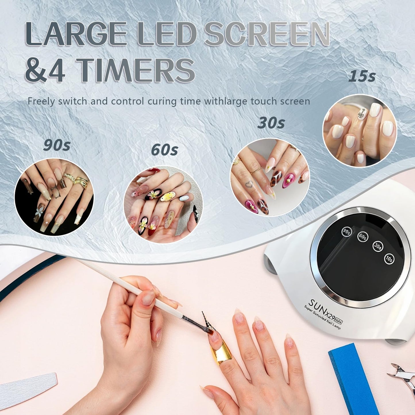 PROFESSIONAL 500W UV LED NAIL LAMP - 90 LED Bulbs for Fast Curing Gel Nail Polish - Smart Sensor with 4 Timers (10S/30S/60S/99S) - Portable Nail Dryer for Home & Salon Use - Quick & Even Drying