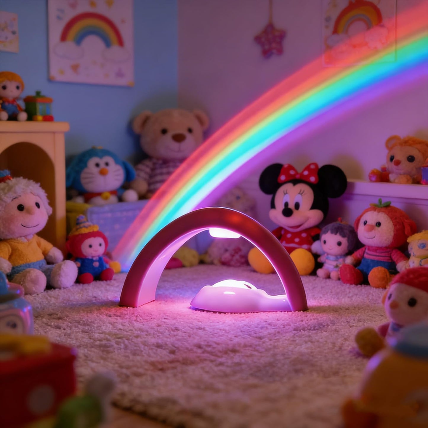 Rainbow Led Lights - USB Power Supply Rainbow Projector Signs Wall Decor, Rainbow Night Light for Girls Room Kids Gifts